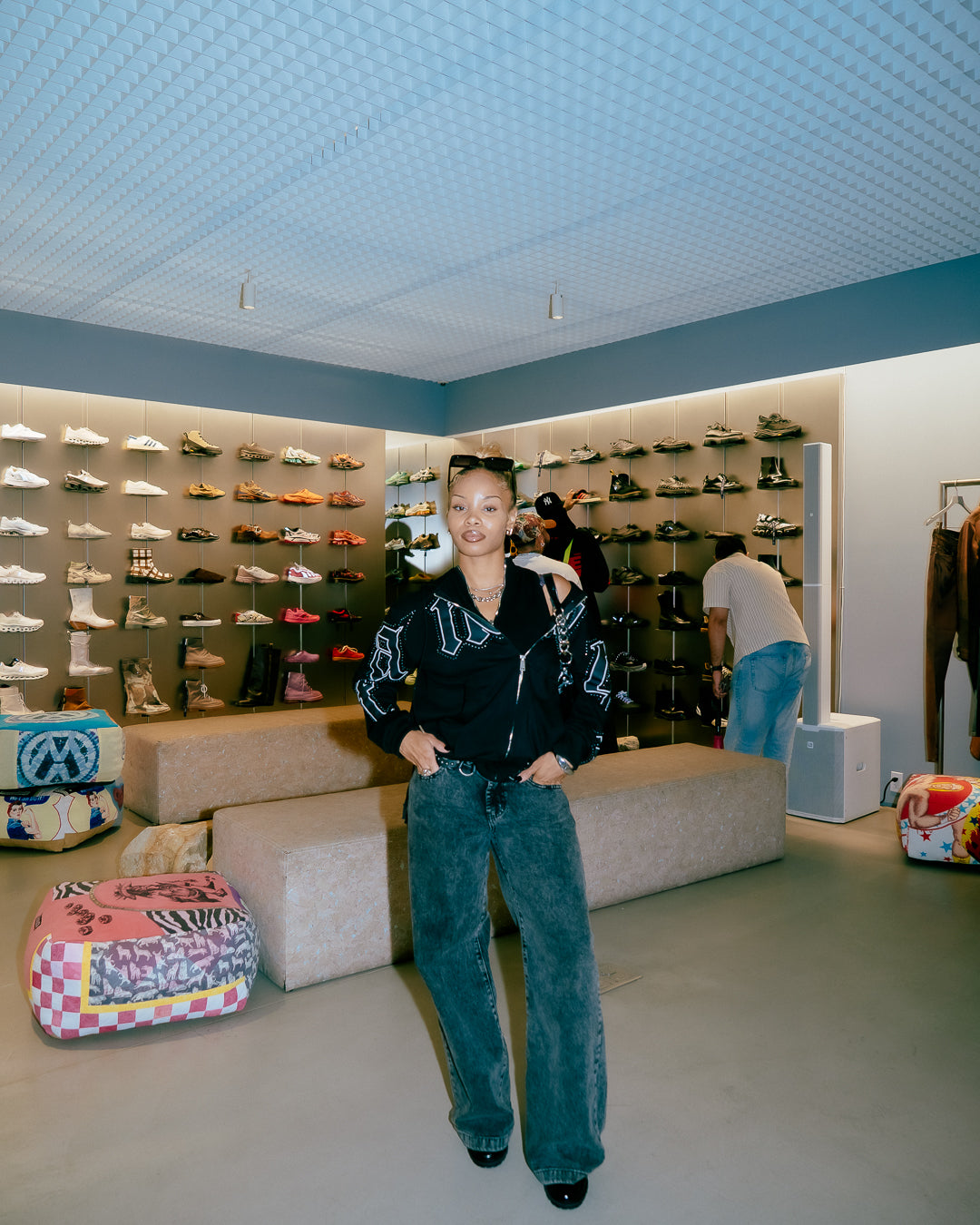 A person wearing incredibly styled clothes from ESSX NYC