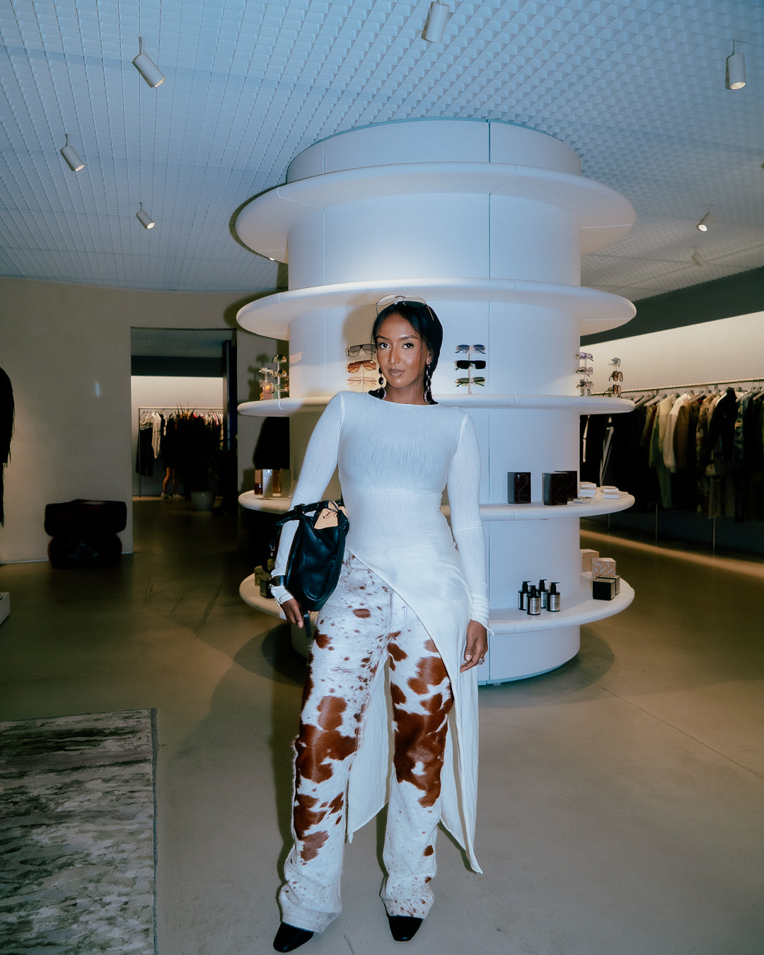 A person wearing incredibly styled clothes from ESSX NYC