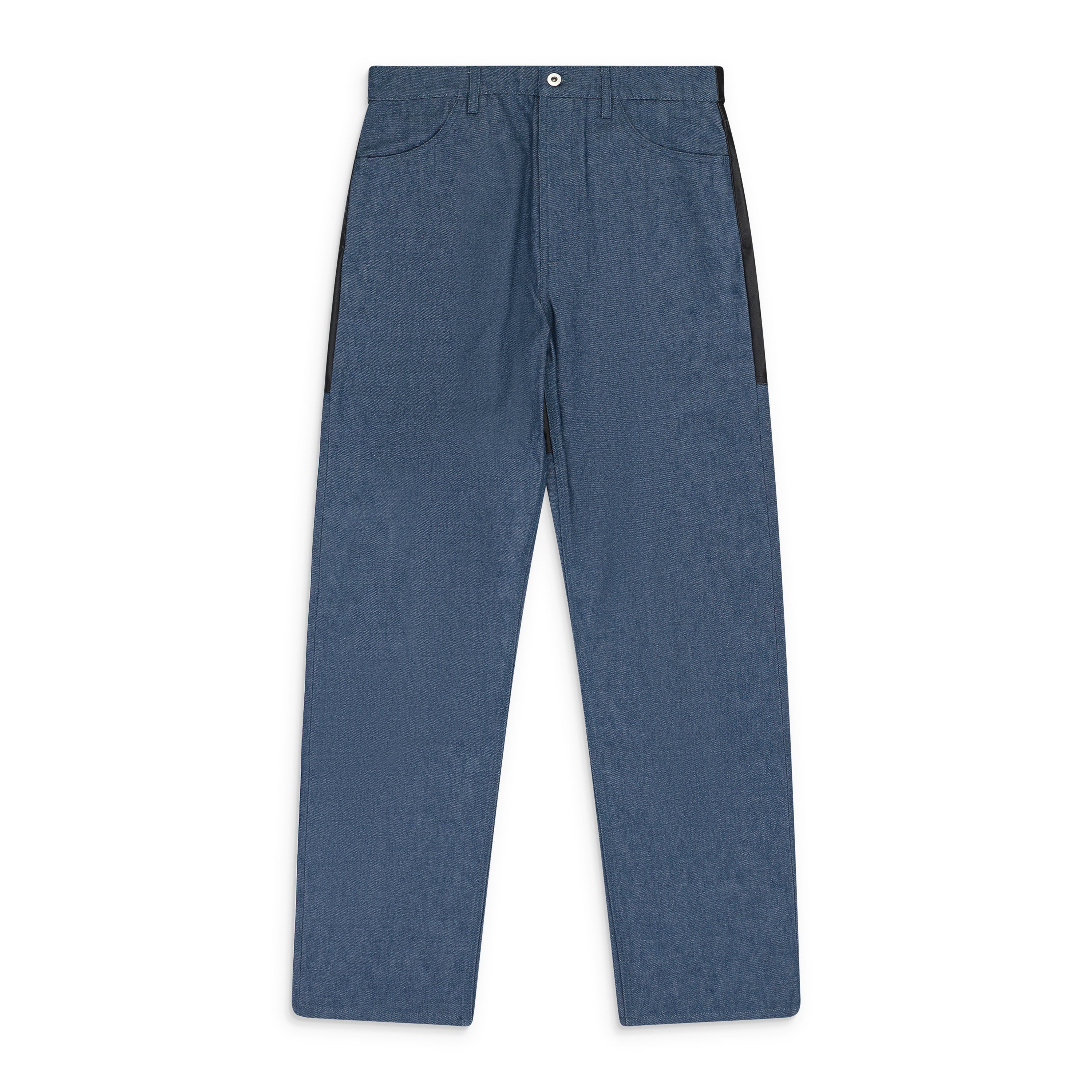 Jil Sander Leather Detail Jeans Blue