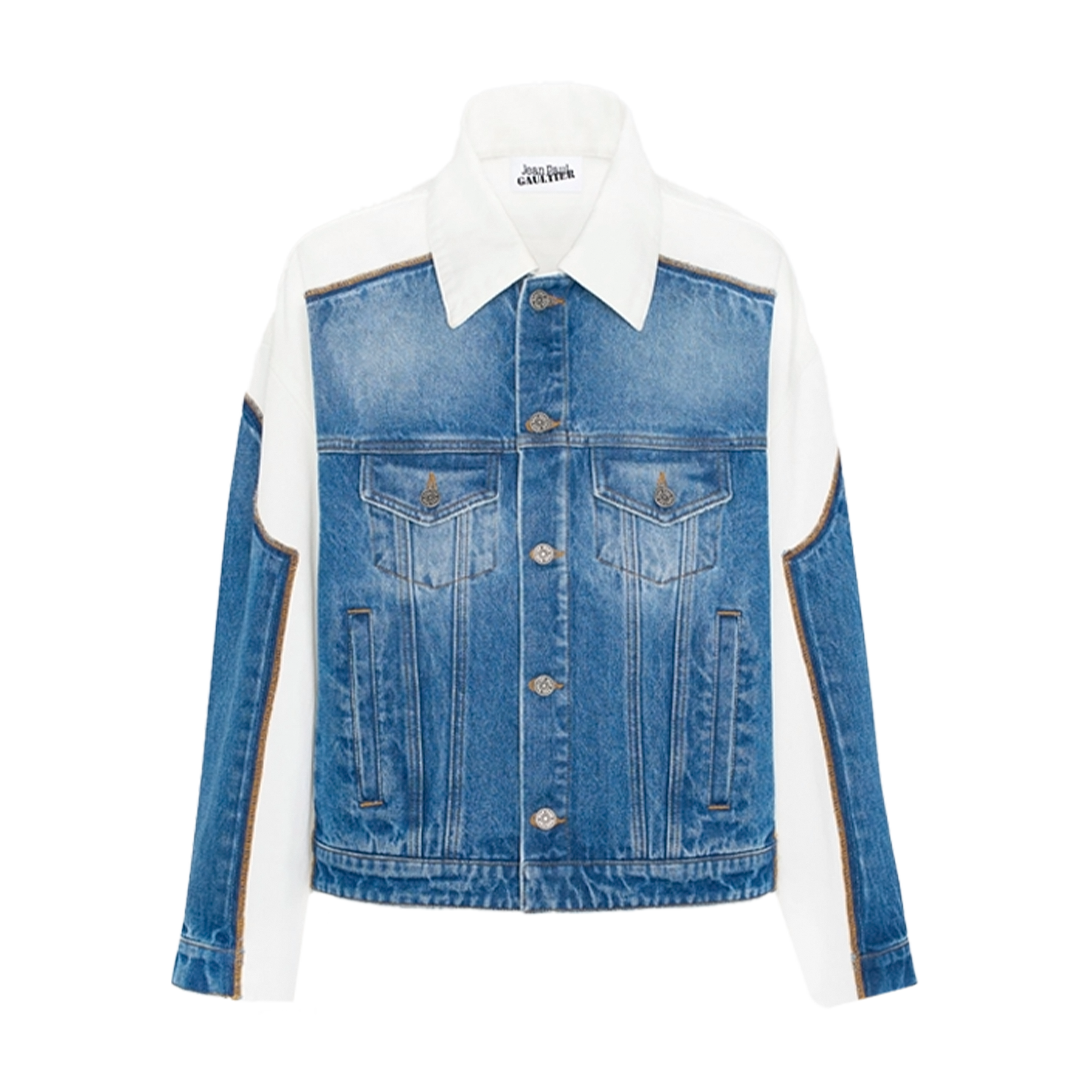 Jean Paul Gaultier Denim Jacket With Contrasted Denim Details White 7778