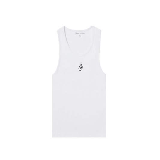 JW ANDERSON ANCHOR EMBROIDERY RIBBED TANK TOP White