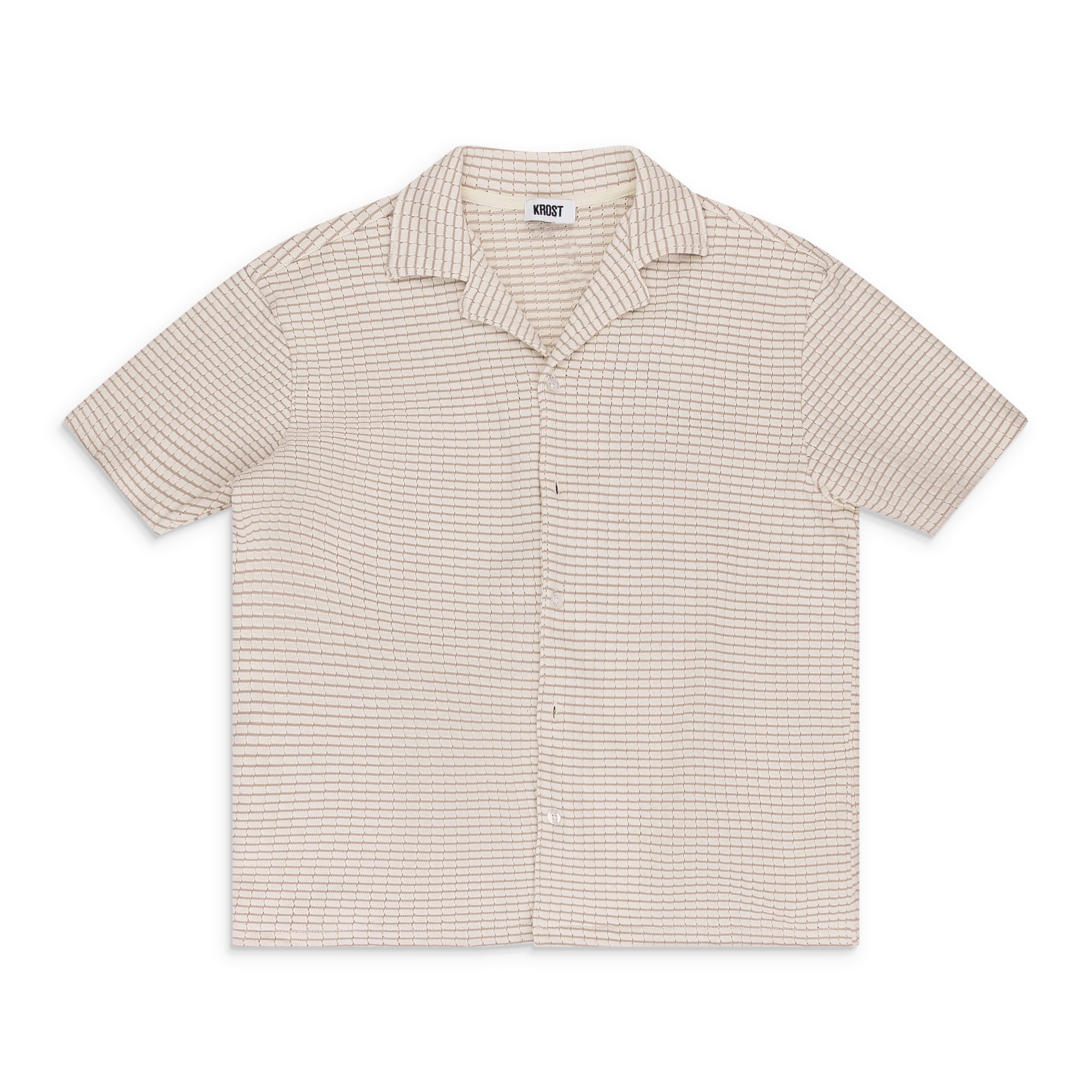 Krost Checkered Knit Bowling Shirt Egret