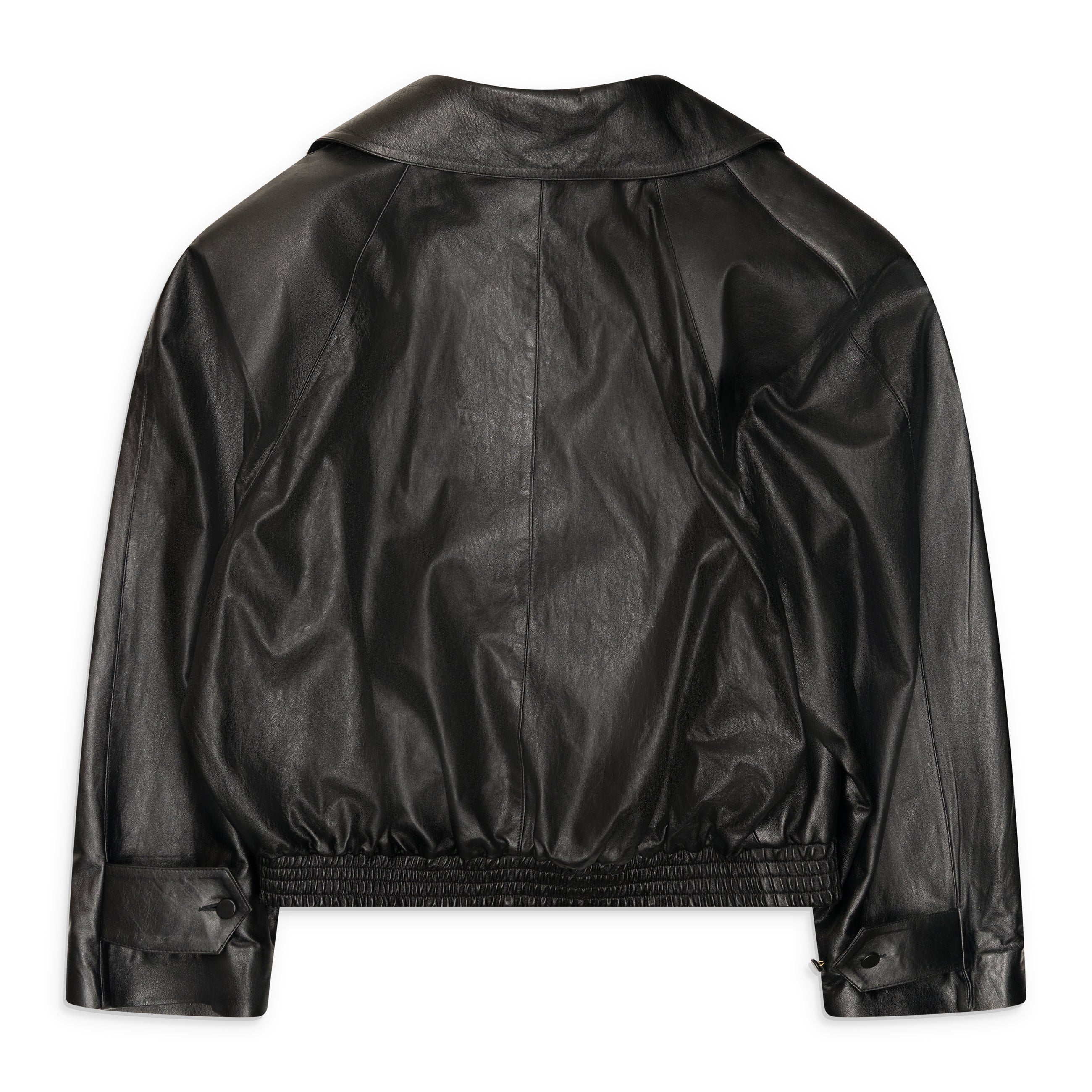 Marni Cropped Double Breasted Leather Trench Black back