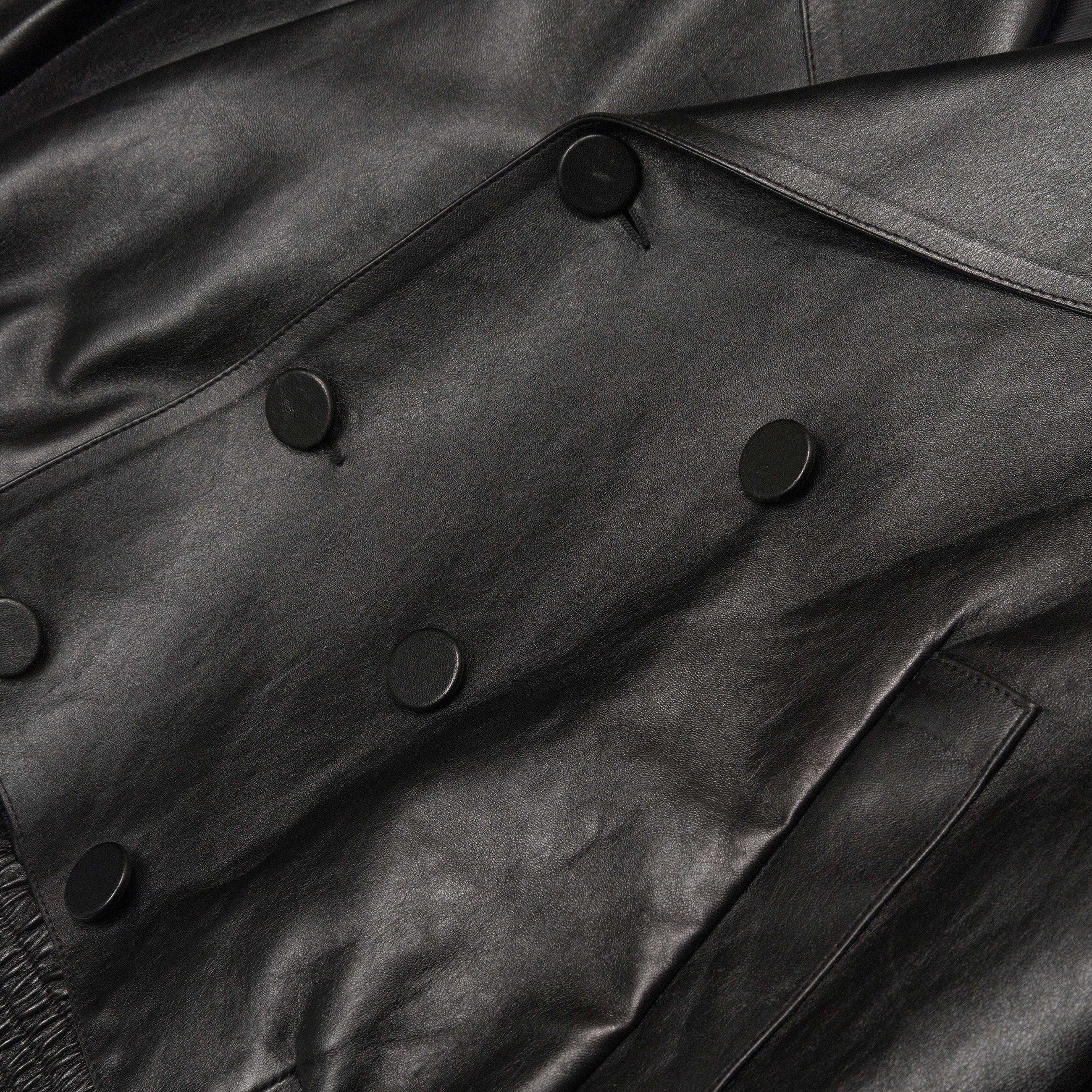 Marni Cropped Double Breasted Leather Trench Black detail