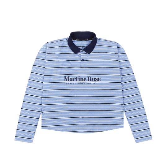 MARTINE ROSE L/S PULLED NECK POLO BLUE