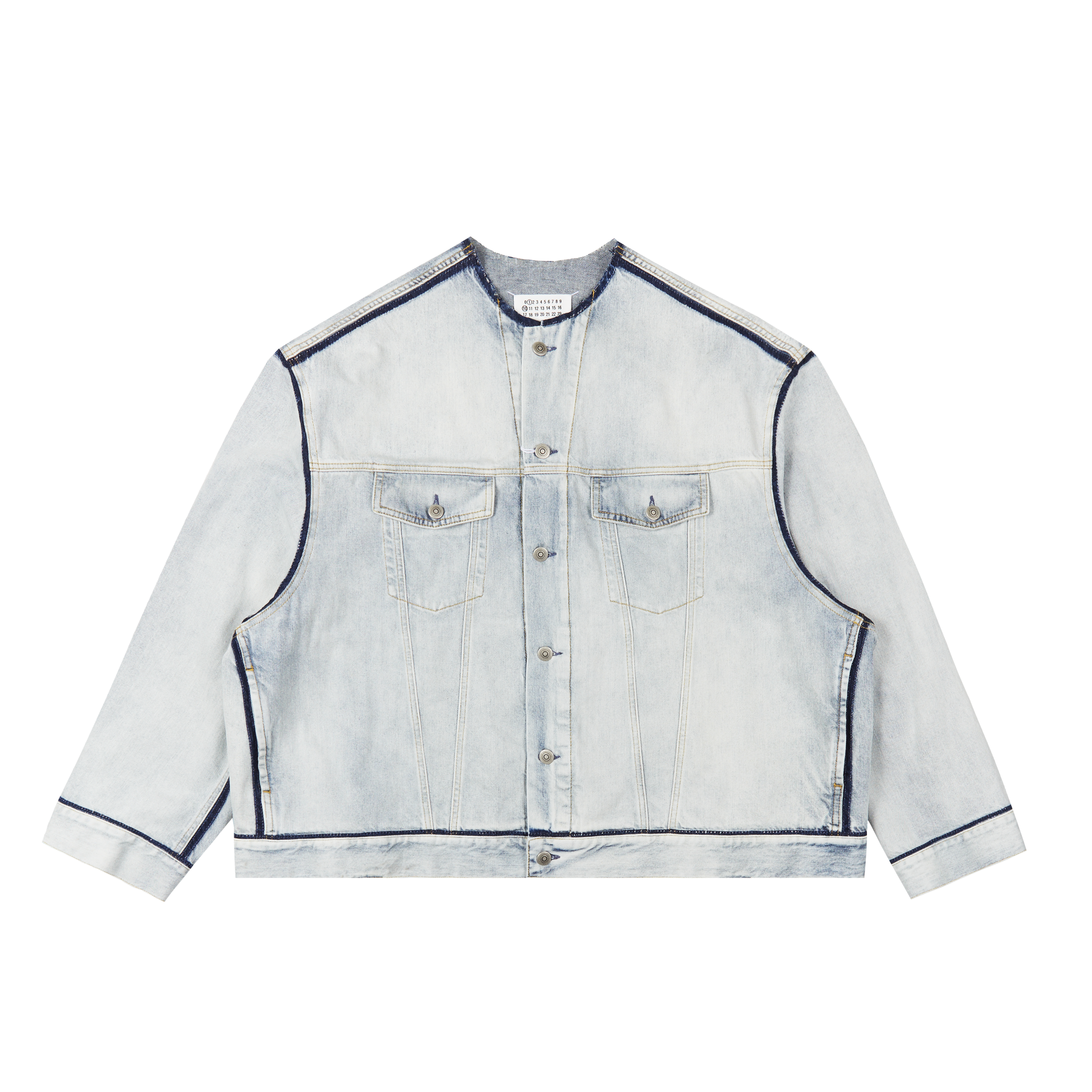 Maison Margiela Denim Jacket Collarless Icy Slip Blue 3352