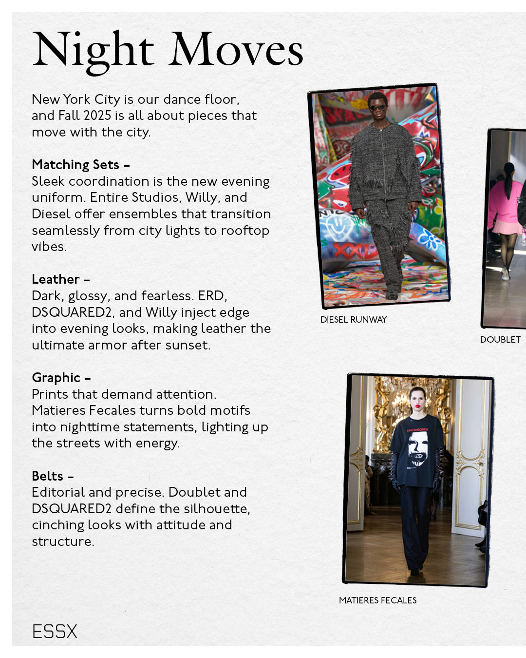 A person wearing incredibly styled clothes from ESSX NYC