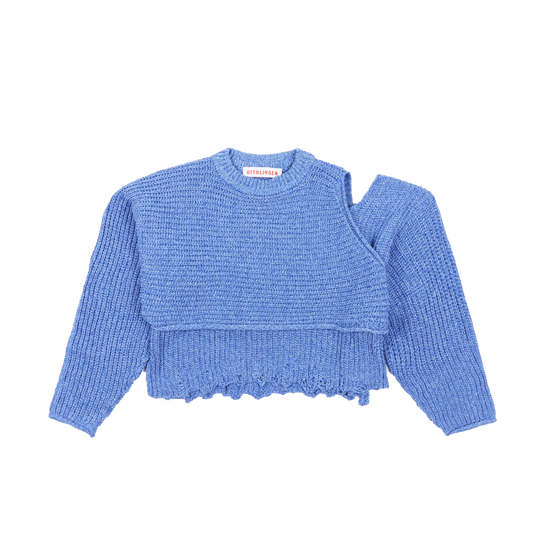 OTTOLINGER KNITTED DECONSTRUCTED WRAP KNIT BLUE