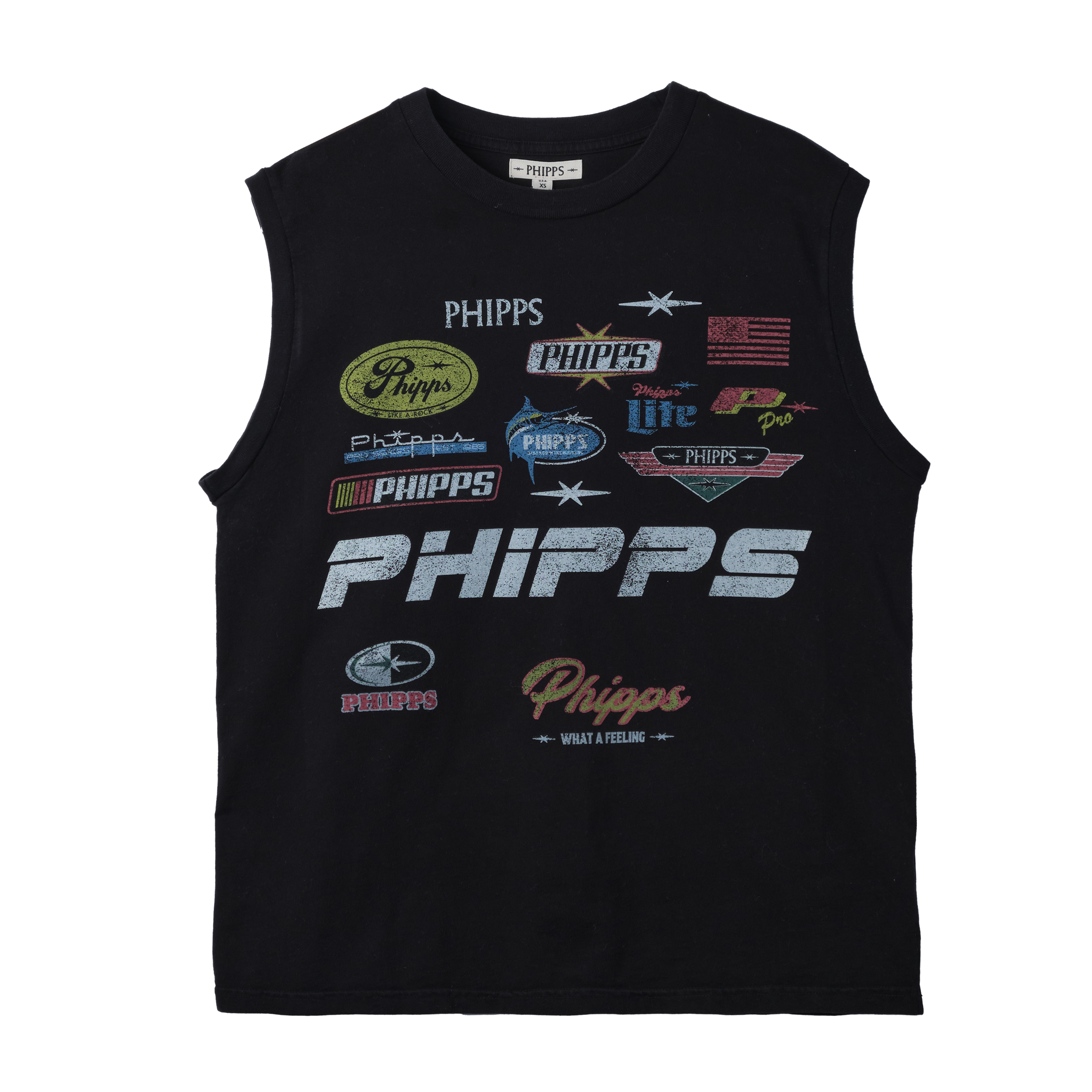 PHIPPS Racing Logo Sleeveless Muscle T-Shirt Black 7931