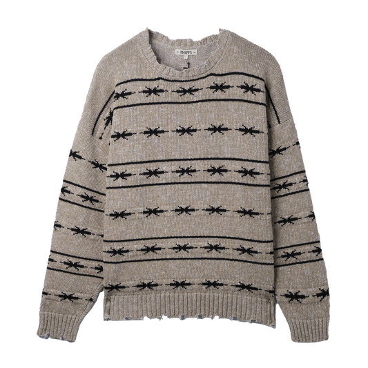 PHIPPS SUMMER ALPINE KNIT WITH LOGOS ALLOVER SWEATER BEIGE