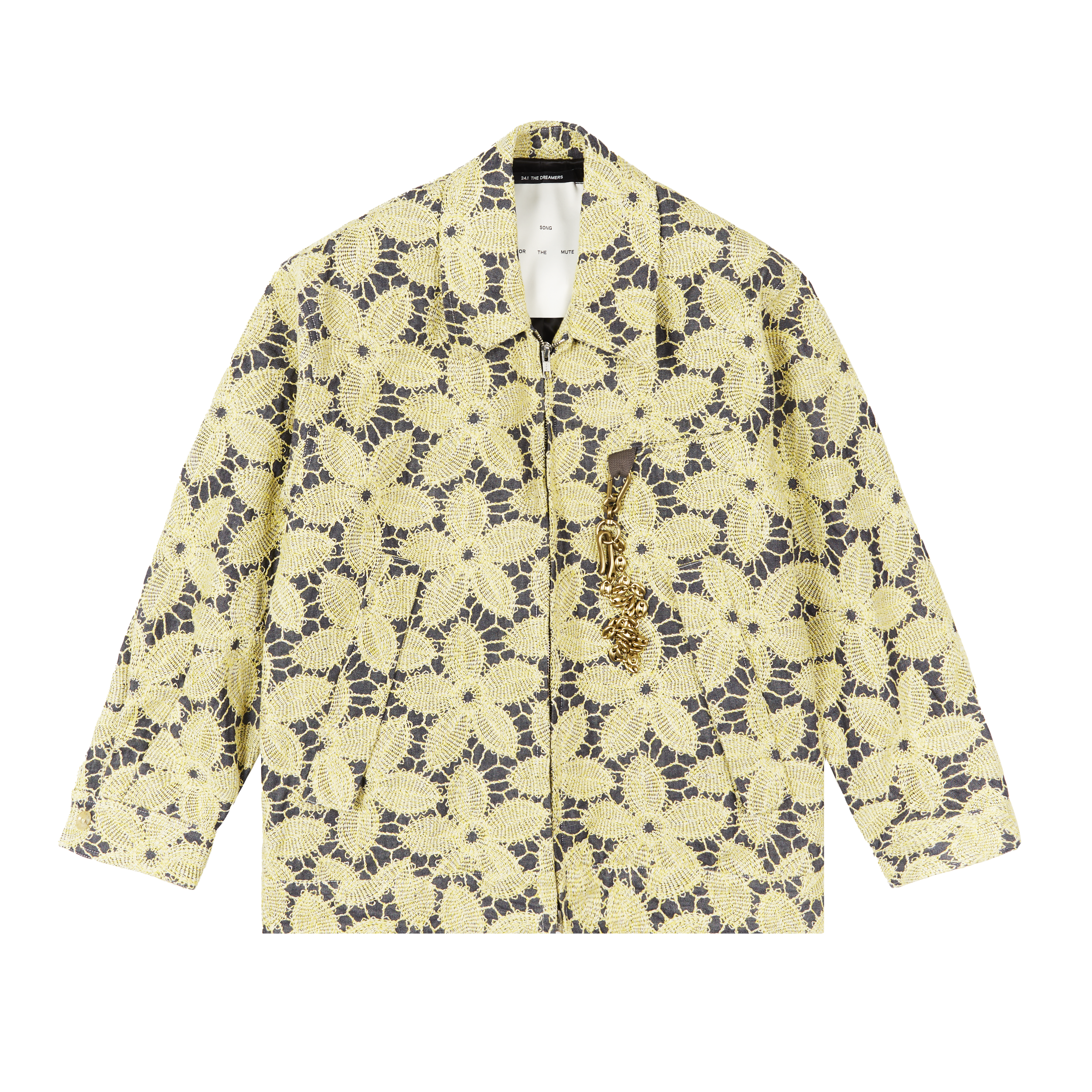 SONG FOR THE MUTE COACH JACKET WITH FLOWERS PATTERN YELLOW