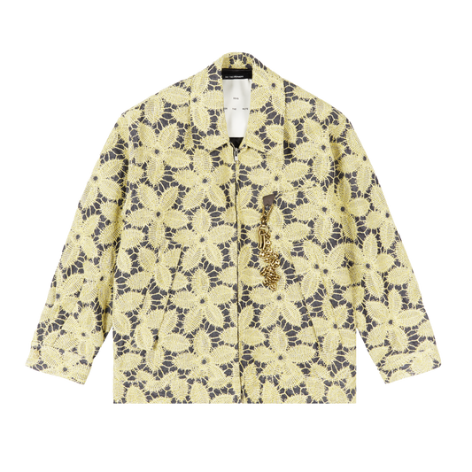 SONG FOR THE MUTE COACH JACKET WITH FLOWERS PATTERN YELLOW