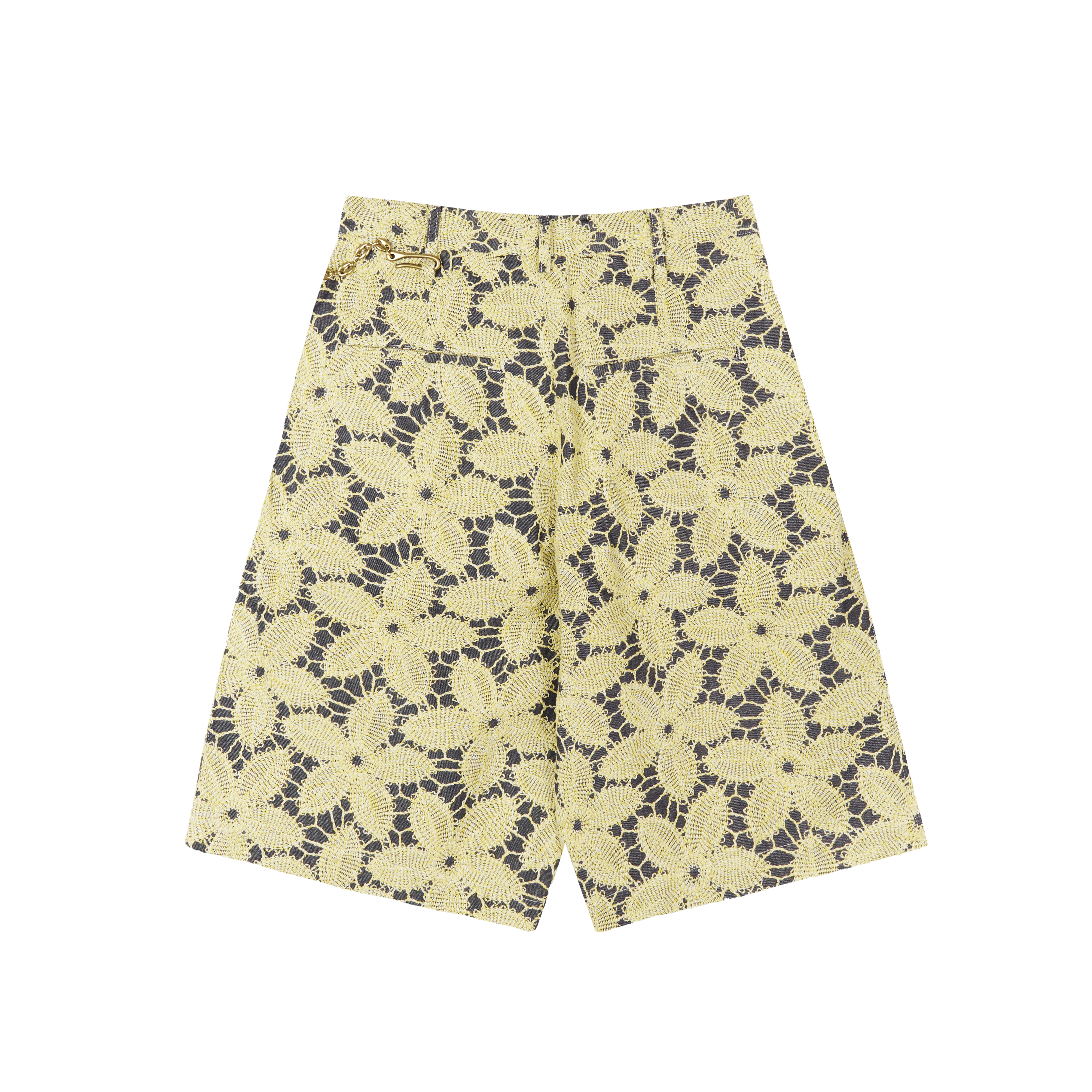 SONG FOR THE MUTE SINGLE PLEATED SHORTS WITH FLOWERS PATTERN Shorts Yellow