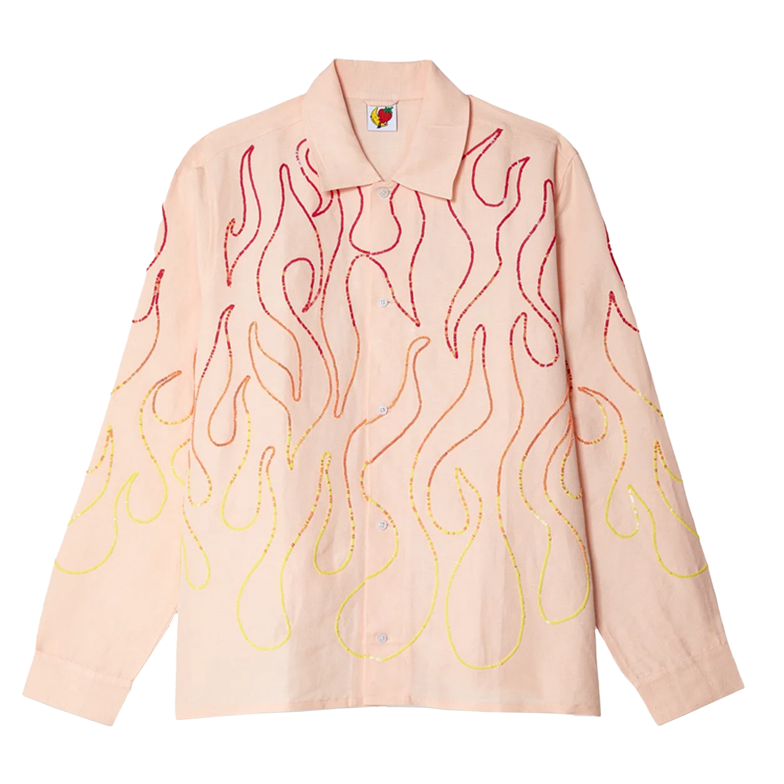 Sky High Farms Flame Embroidered Shirt Woven Pink 6941