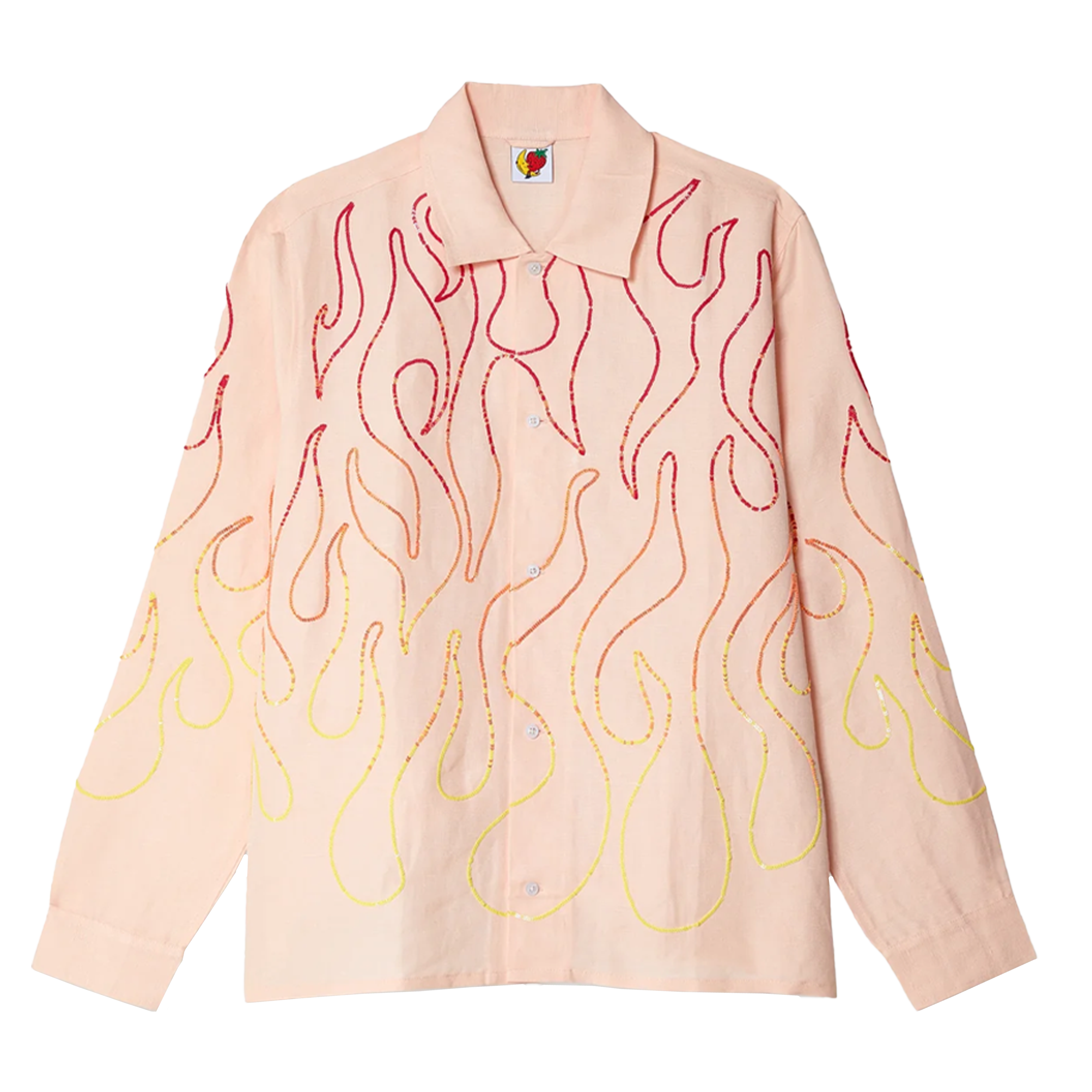 Sky High Farms Flame Embroidered Shirt Woven Pink 6941