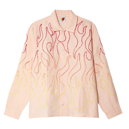 SKY HIGH FARMS FLAME EMBROIDERED SHIRT WOVEN PINK
