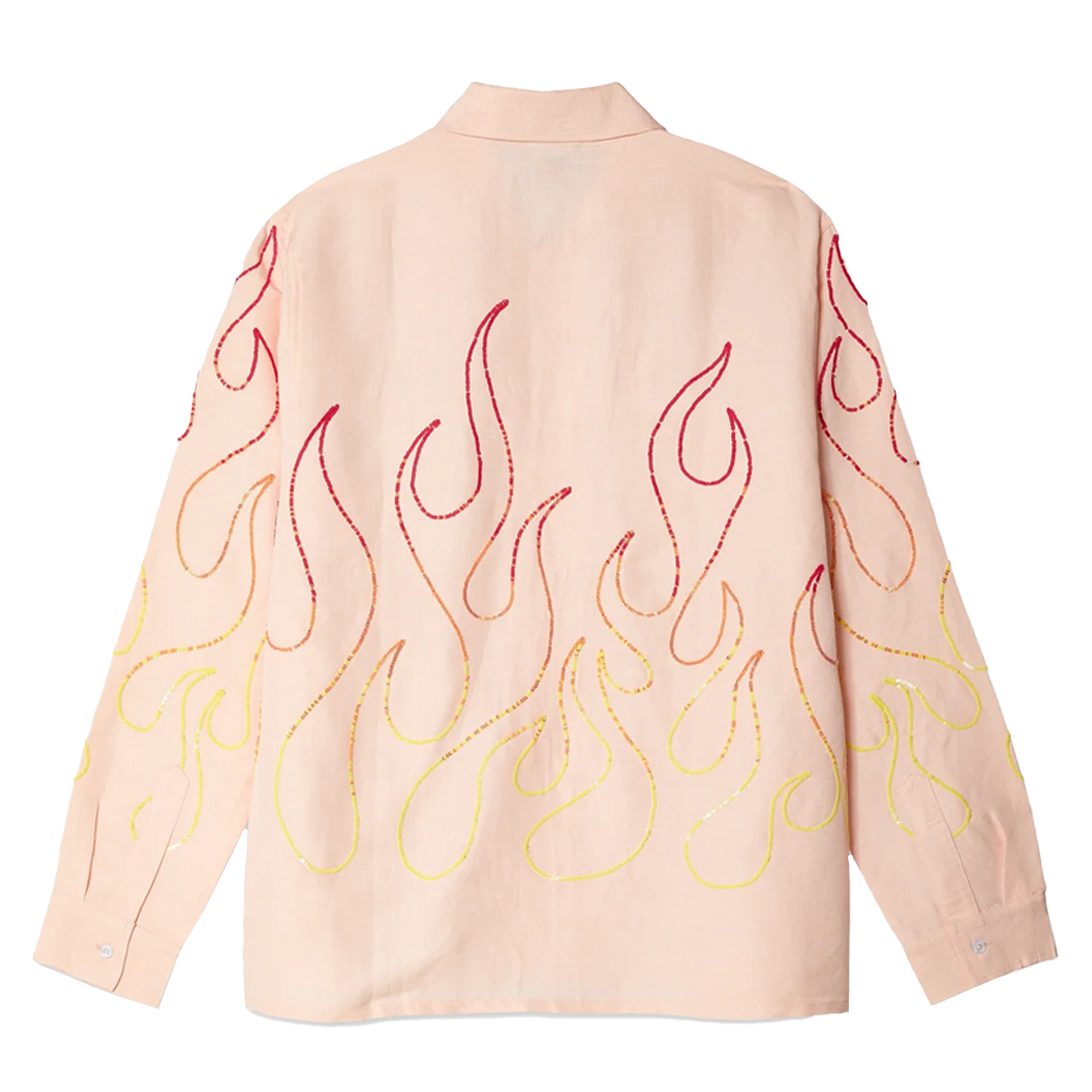 Sky High Farms Flame Embroidered Shirt Woven Pink 6942