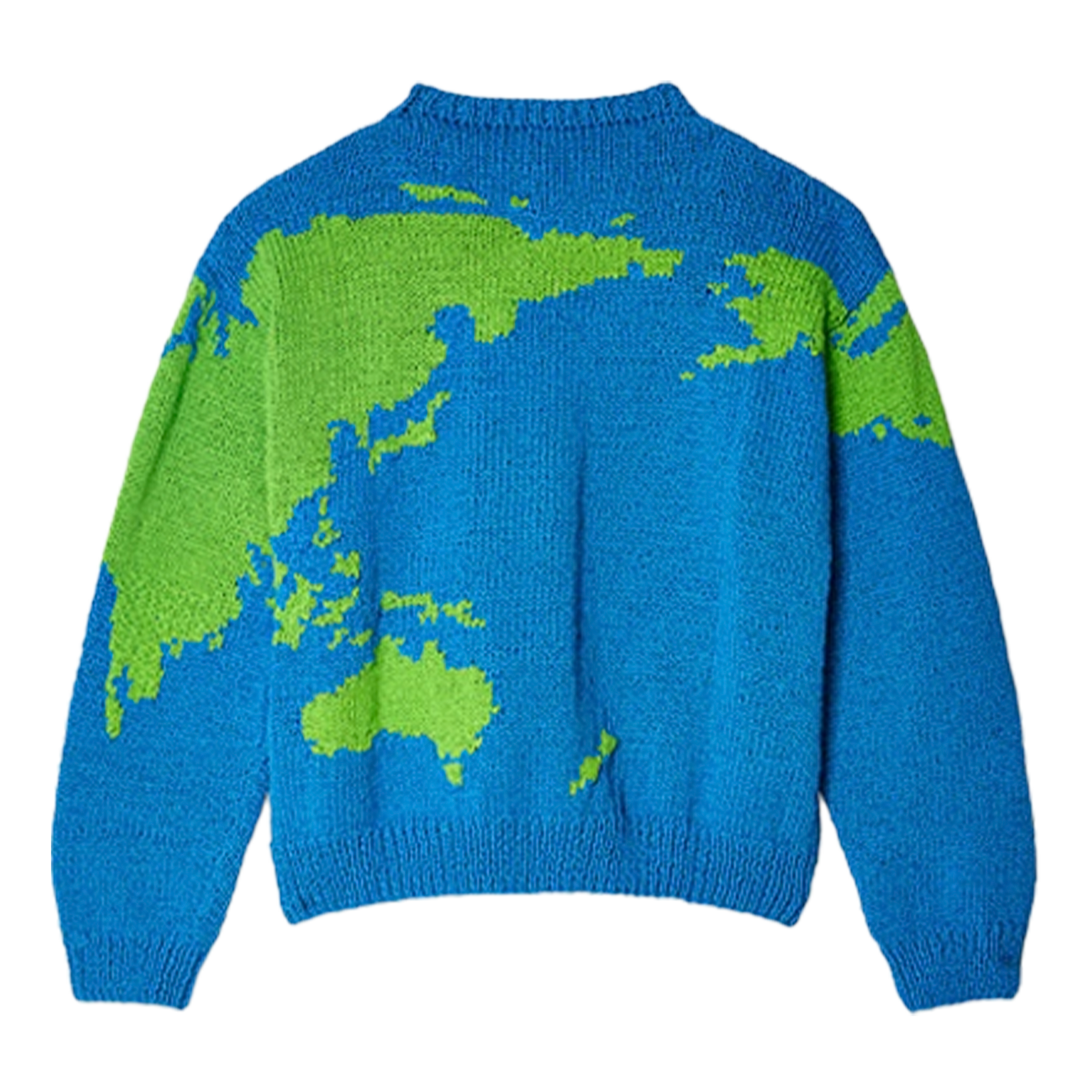 Sky High Farms World Map Hand-Knit Cardigan Blue 6960