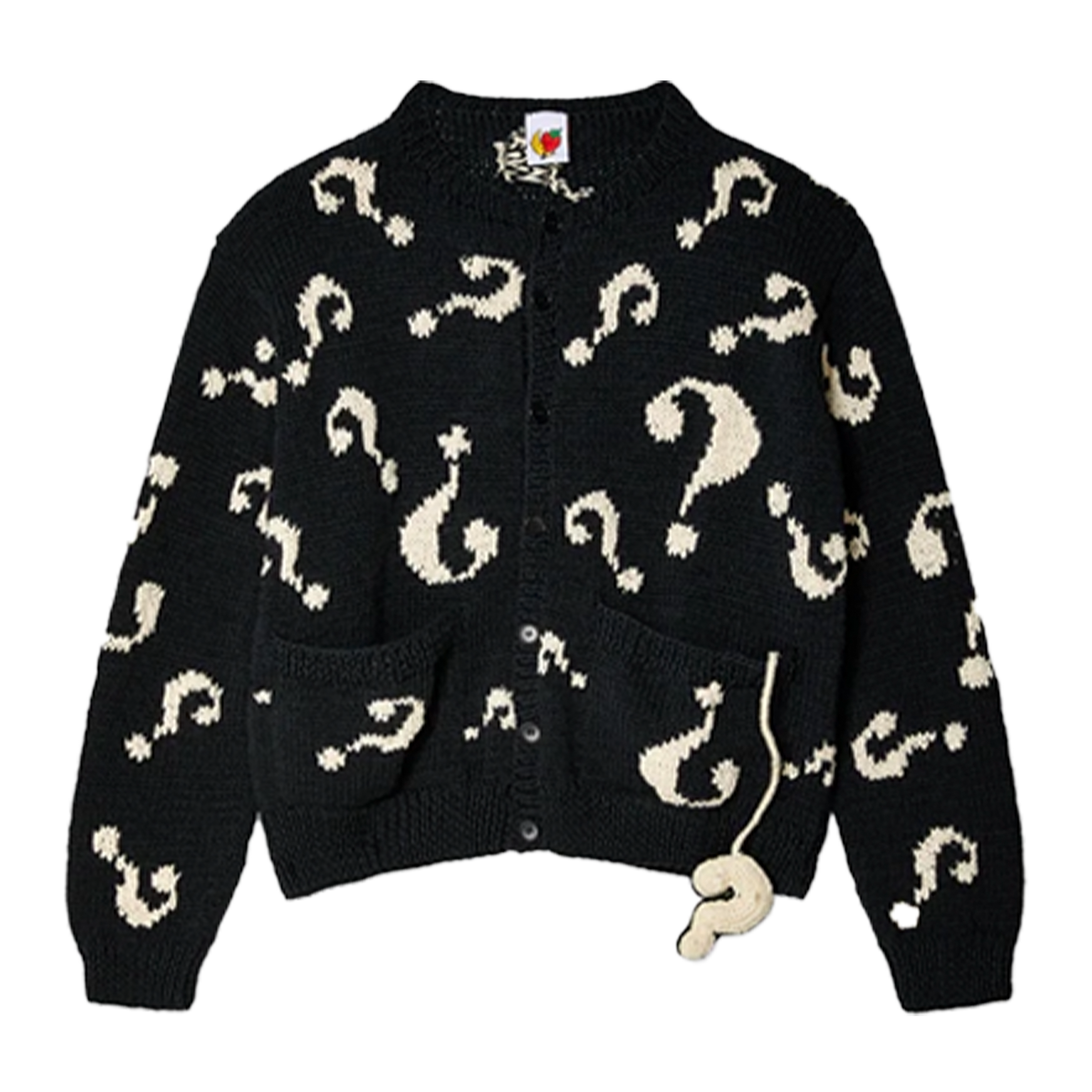 Sky High Farms Question Mark Hand-Knit Cardigan Black 6963