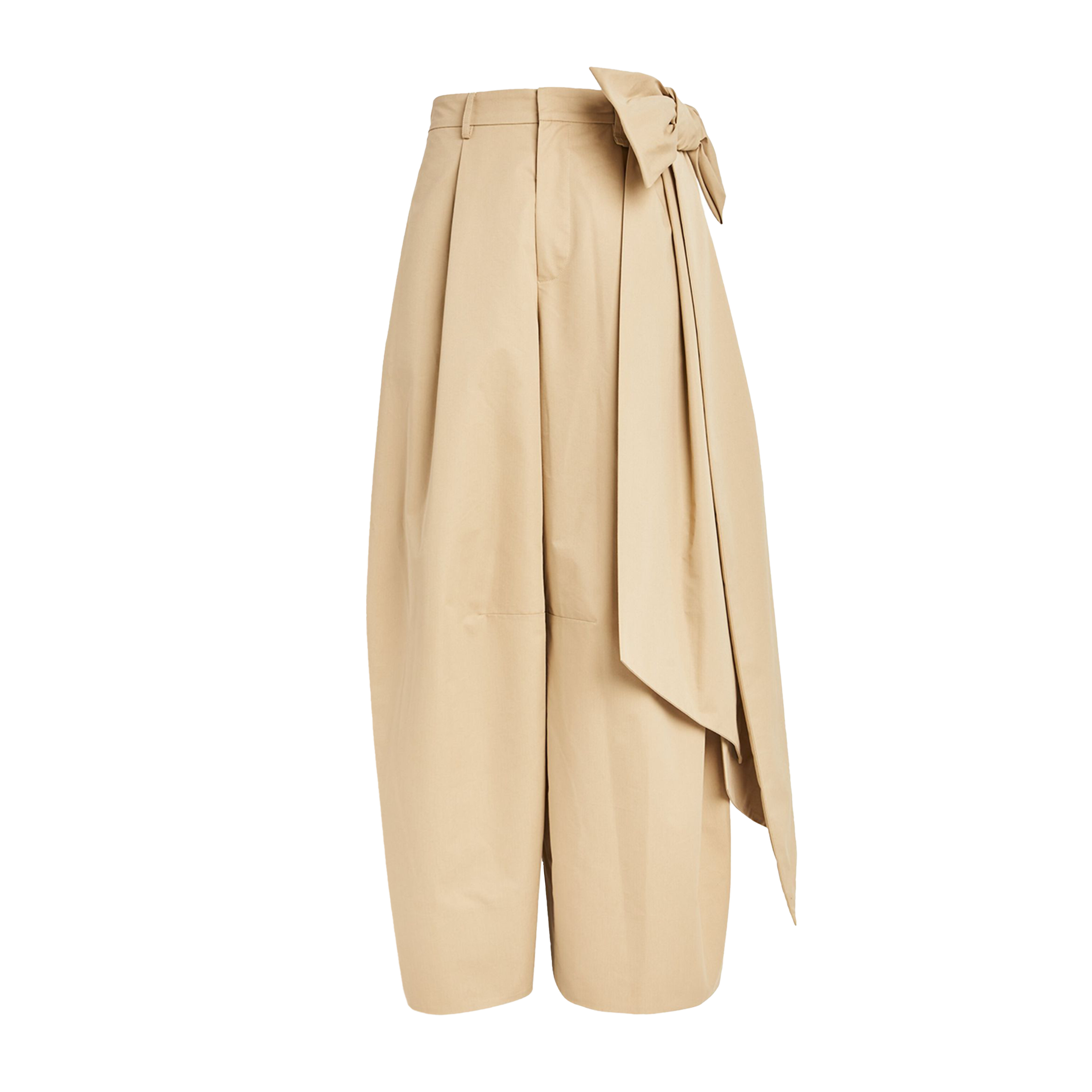 SIMONE ROCHA PAPER COTTON WIDE LEG TROUSERS WITH BOW BEIGE