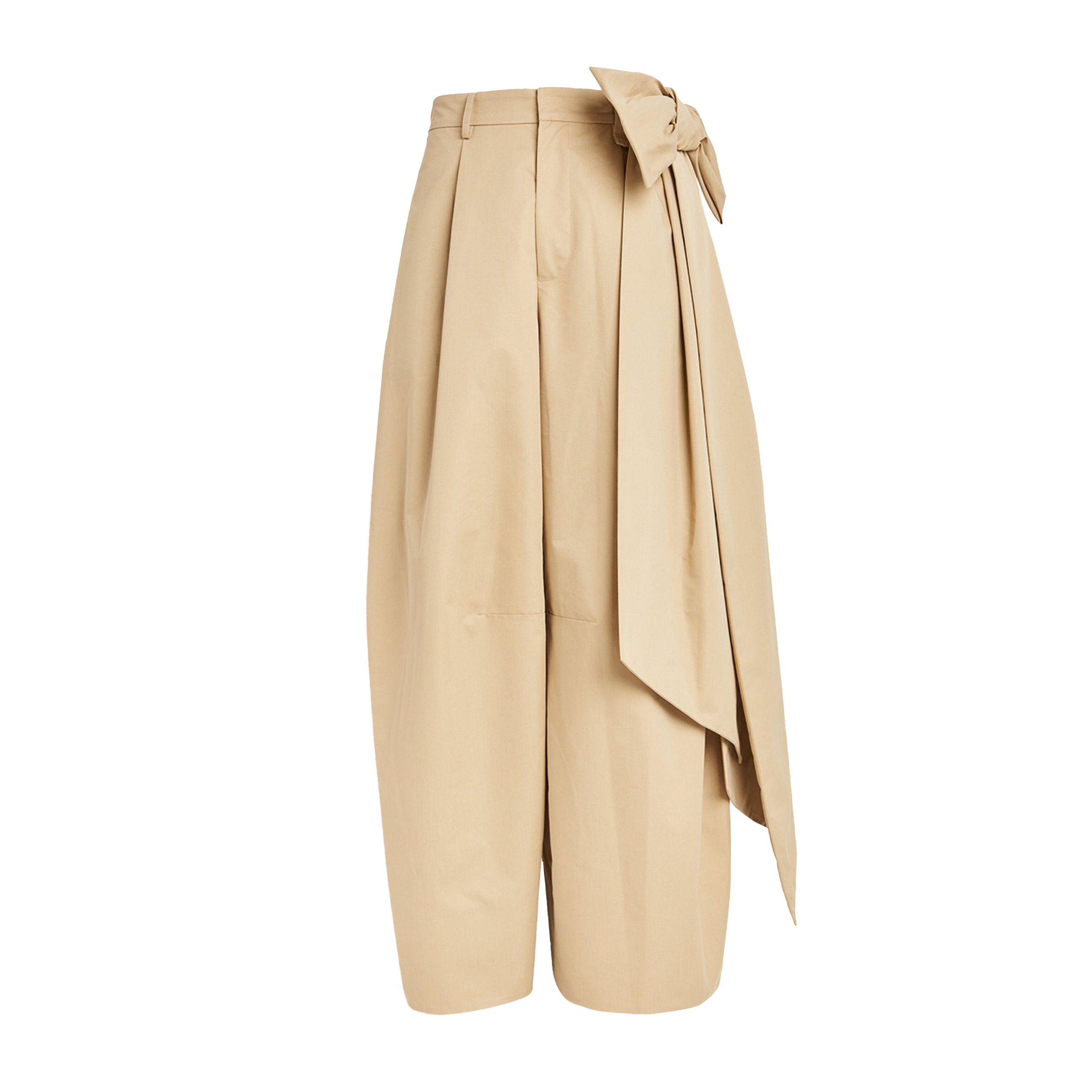 Simone Rocha Paper Cotton Wide Leg Trousers With Bow Beige 6151