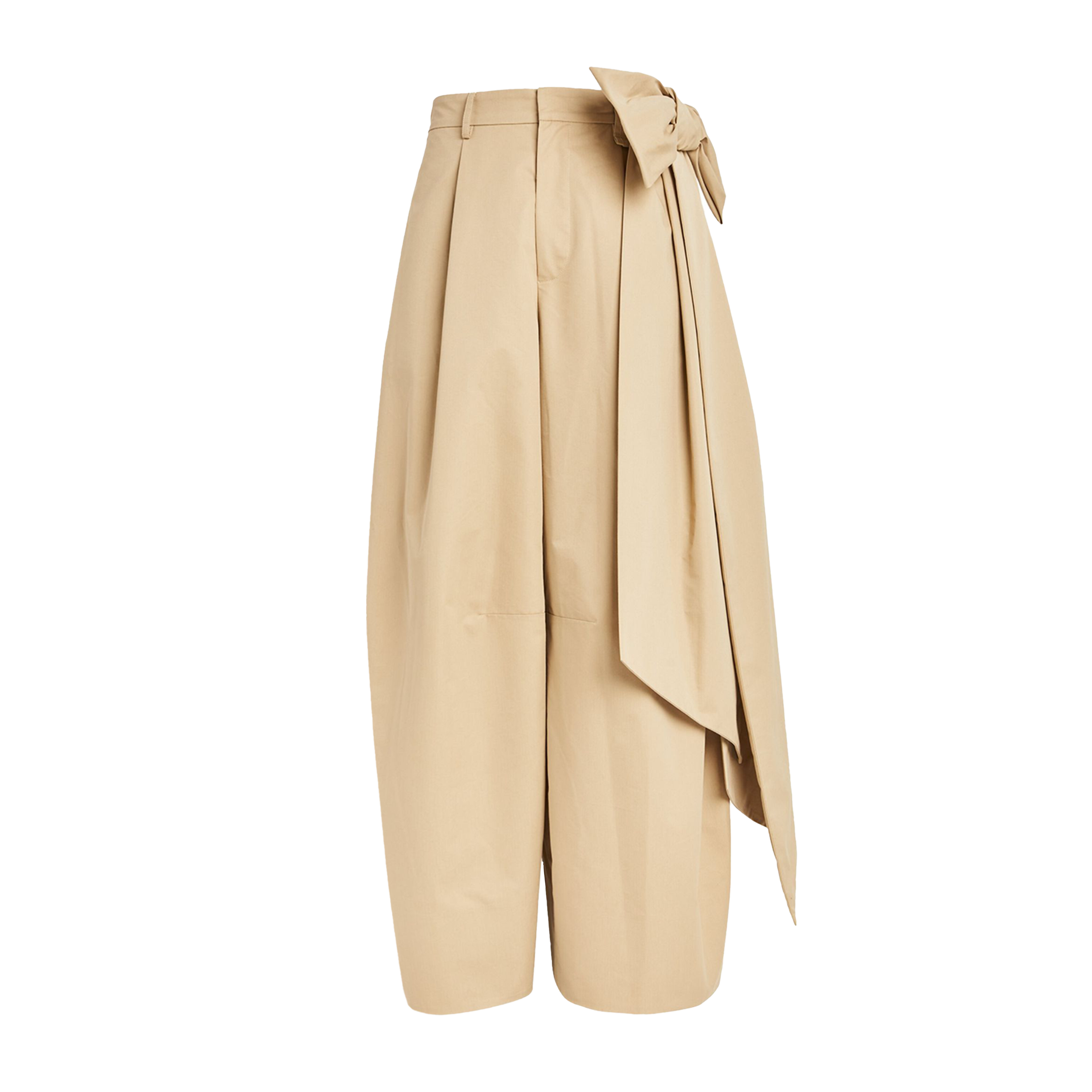 Simone Rocha Paper Cotton Wide Leg Trousers With Bow Beige 6151