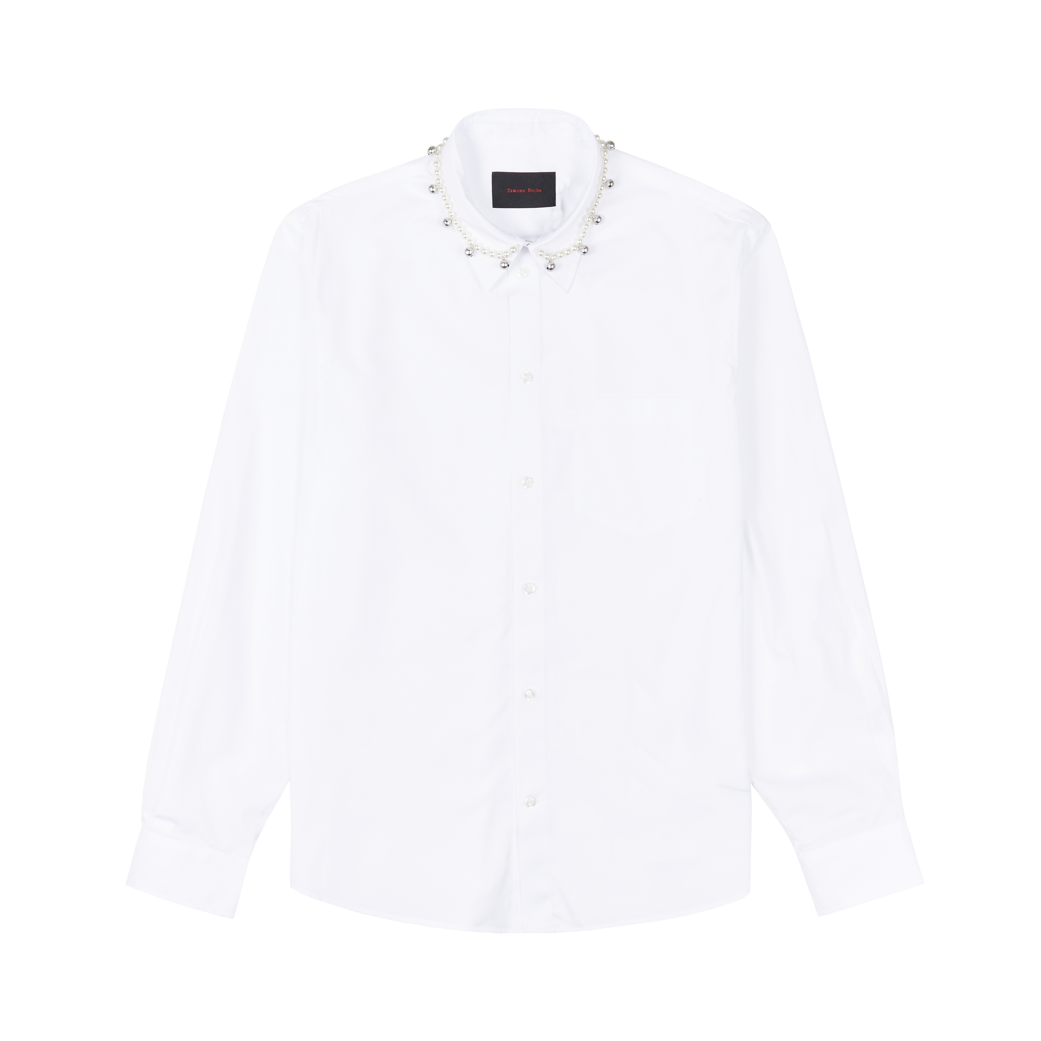 SIMONE ROCHA BEADED BELL CLASSIC FIT SHIRT Shirts White