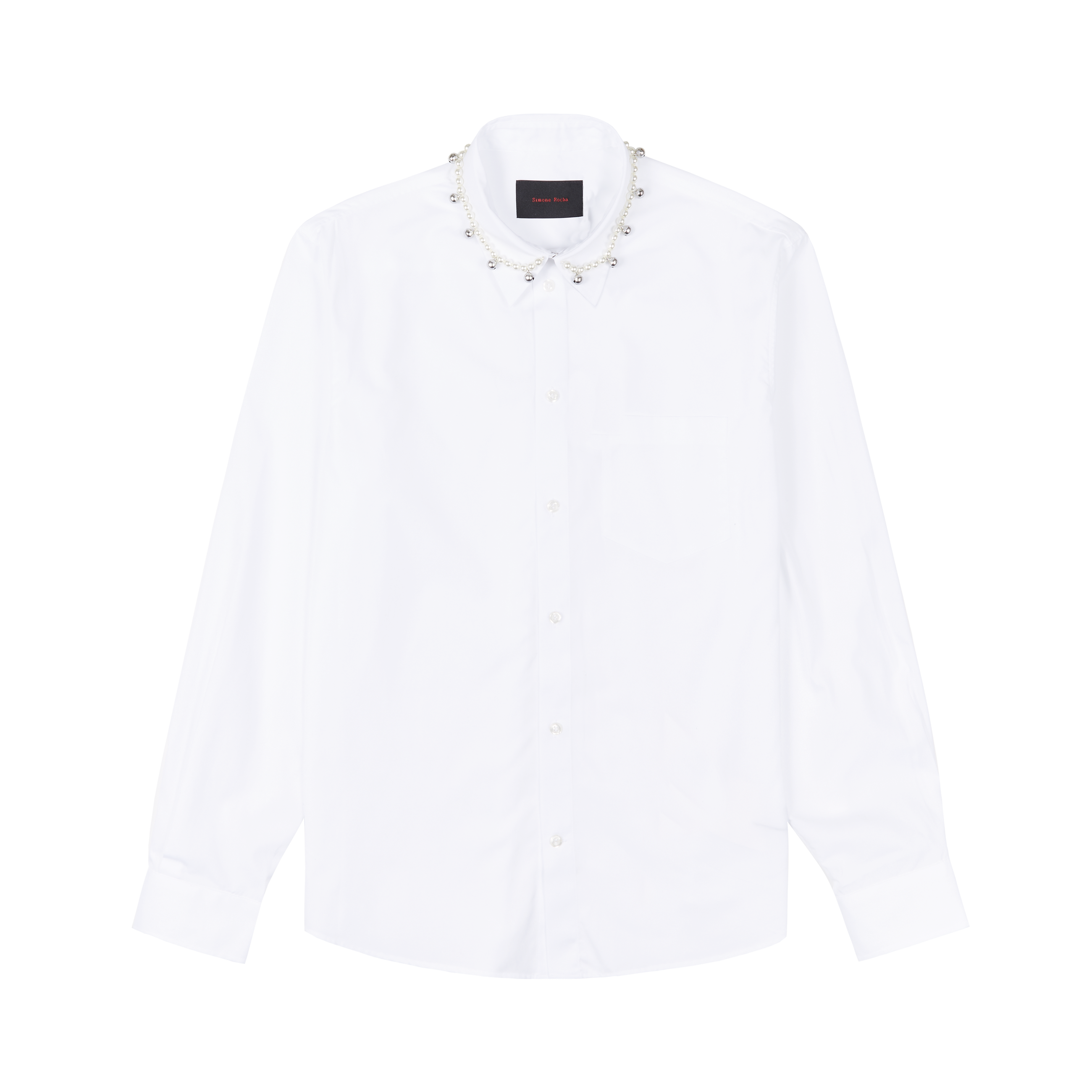 Simone Rocha Beaded Bell Classic Fit Shirt White 6163