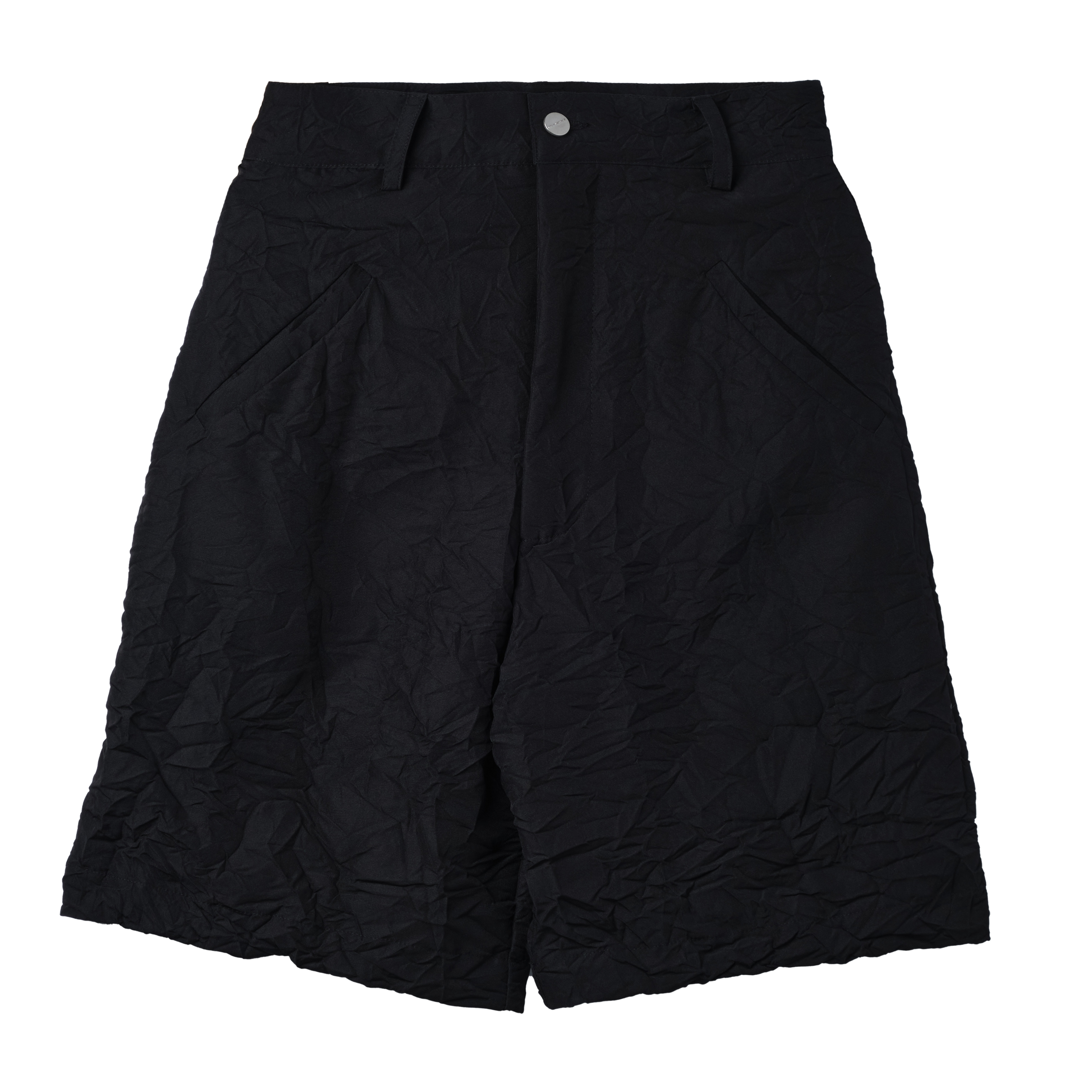 Spencer Badu Wool Wrinkled Shorts Black 7997