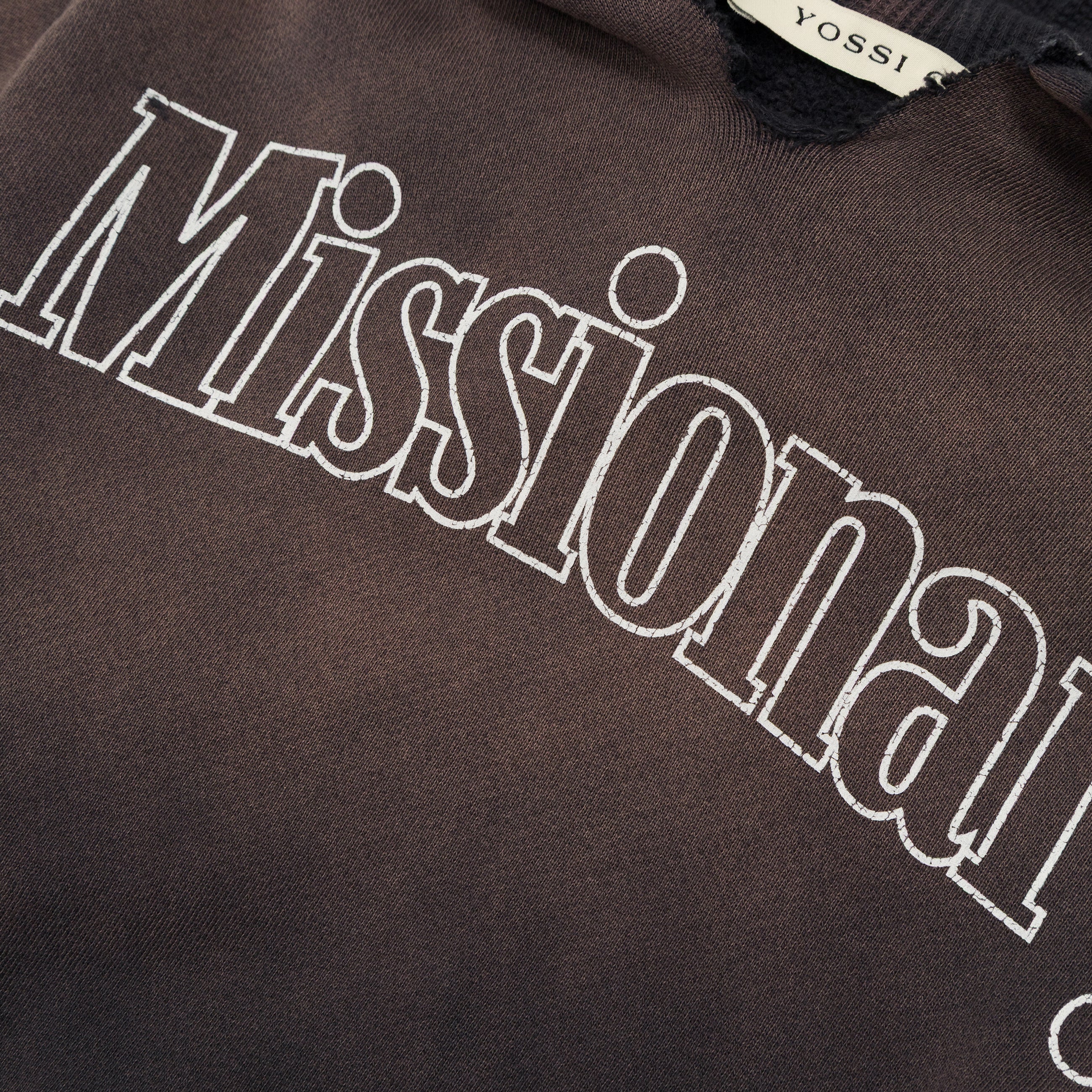 YOSSI CORP Pull Over Raglan Hoodie Vintage Wash Blue detail