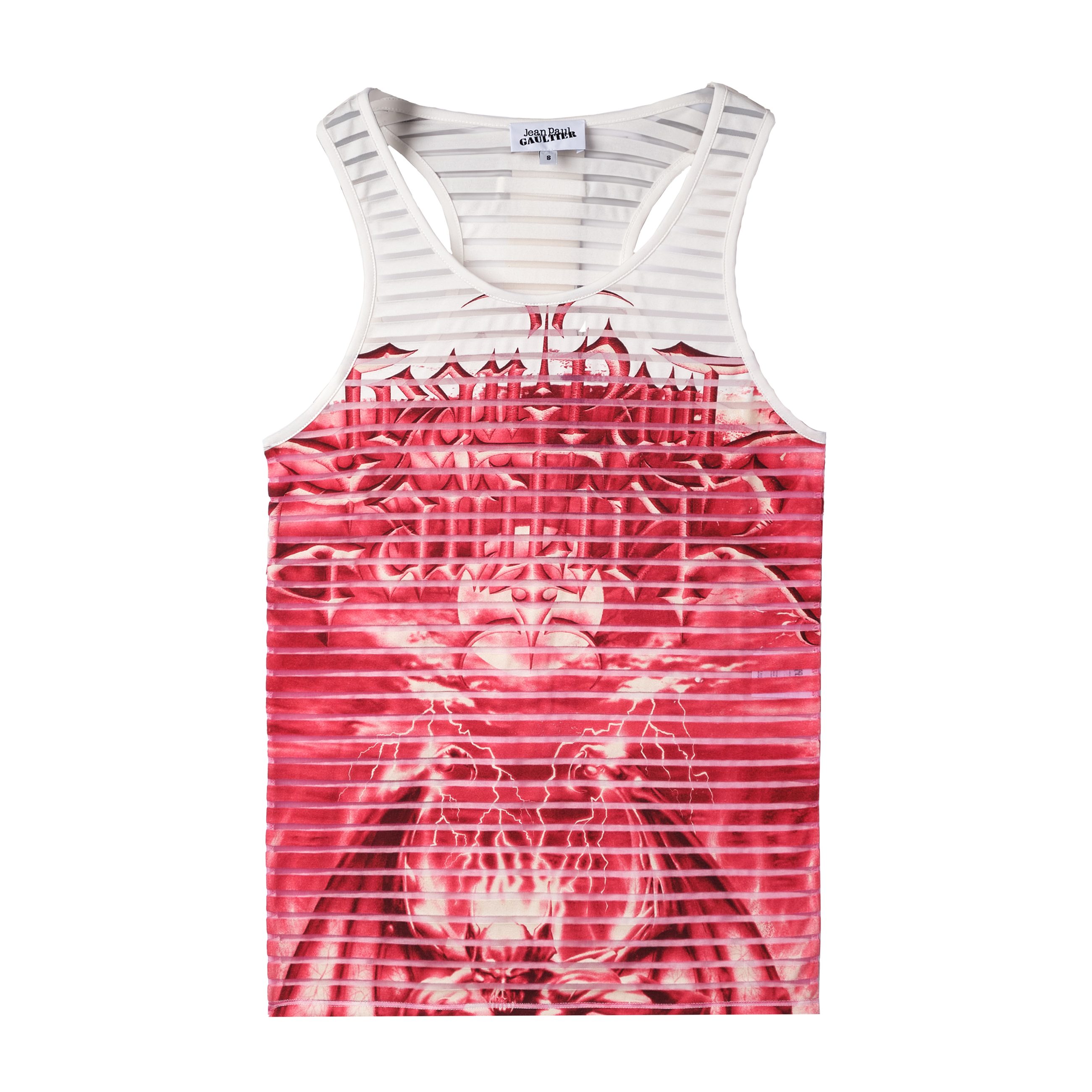 Jean Paul Gaultier Devored Jersey Tank Top Printed "Diablo" White 7743