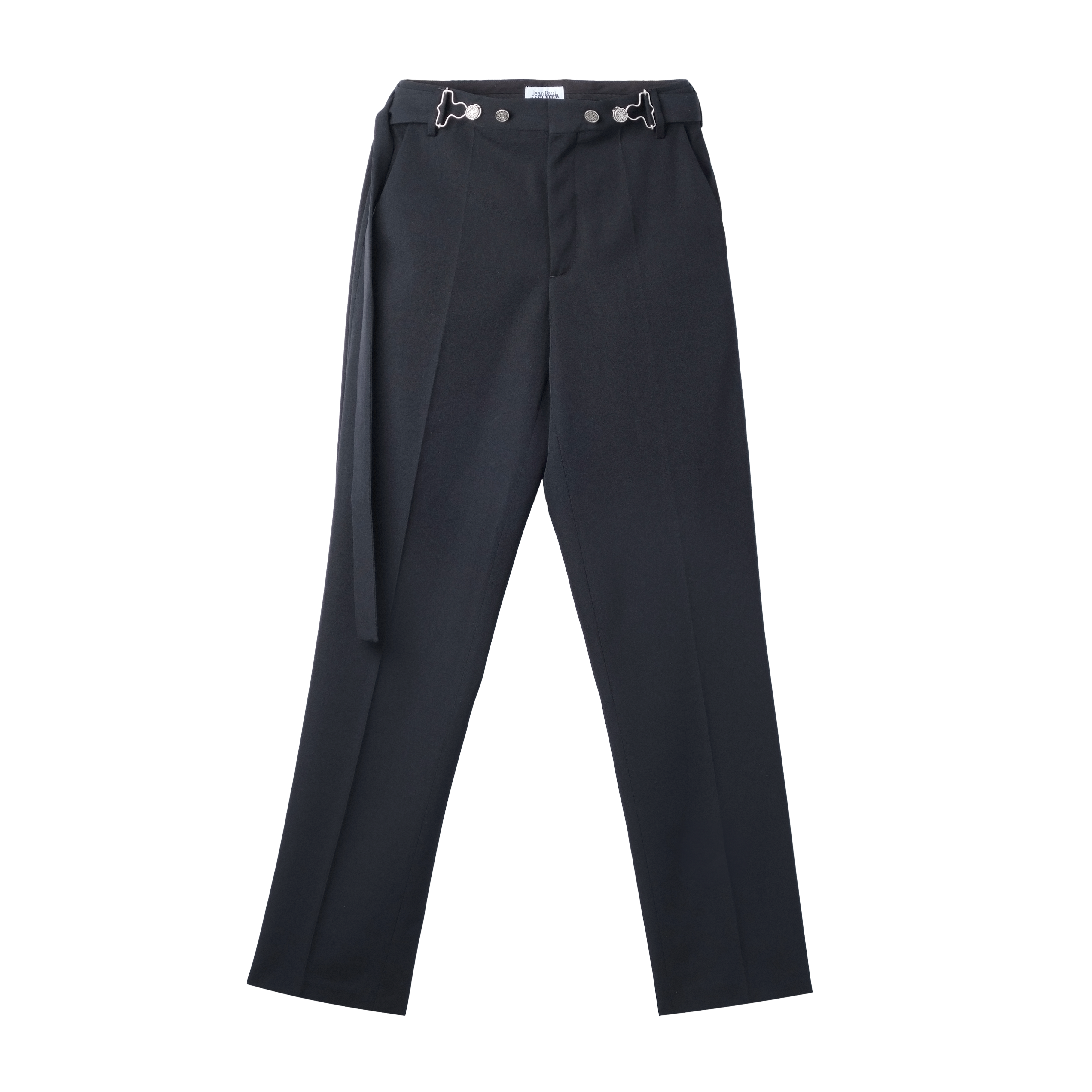 JEAN PAUL GAULTIER PANT WITH OVERALL BUCKLES DETAIL ON BELT BLACK