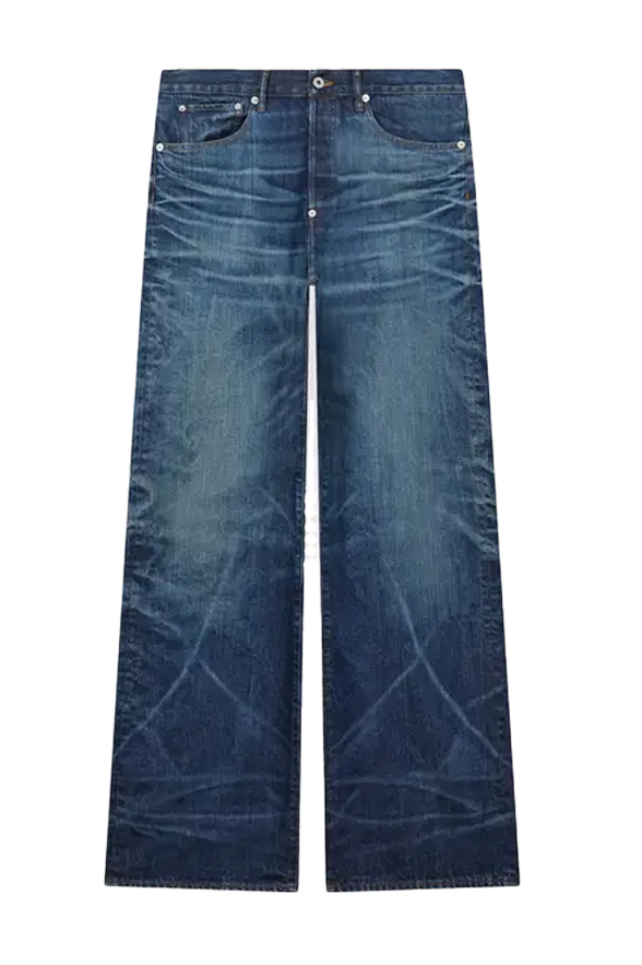 Kenzo Turn Up Wide Fit Jeans Stone Bl Dirty Blue Denim