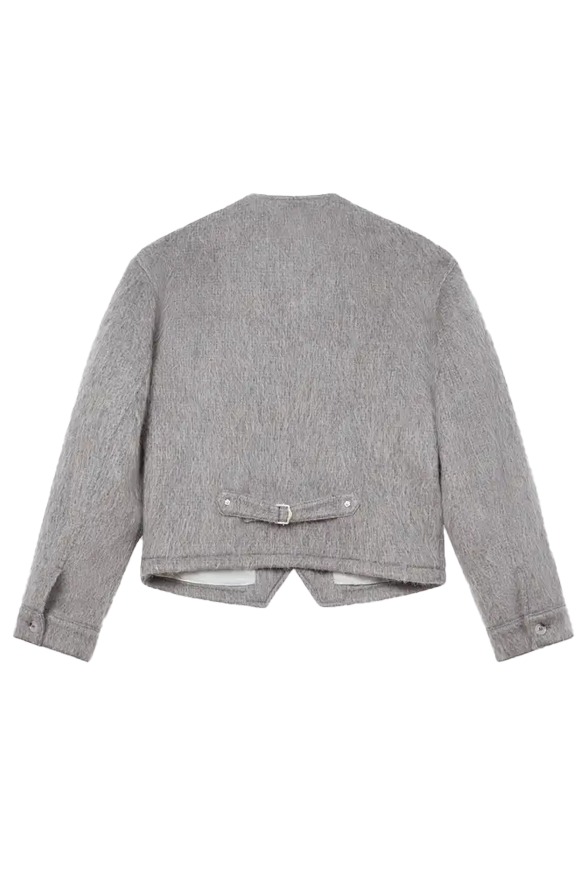 Kenzo Hairy Collarless Jacket Pale Grey