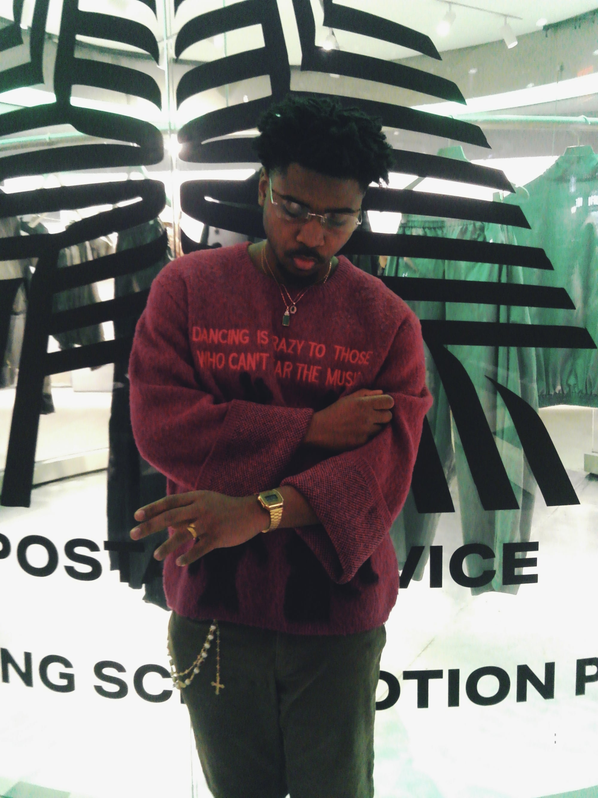 A person wearing incredibly styled clothes from ESSX NYC