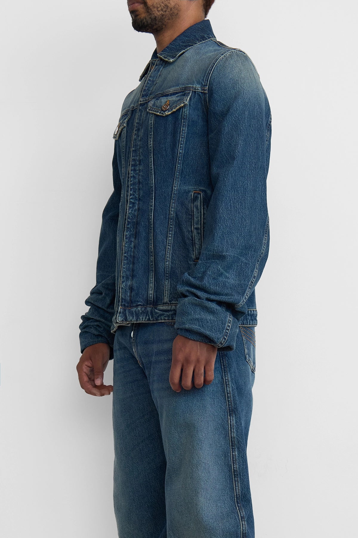 Jean Paul Gaultier Fitted Denim Jacket With Extended Sleeves