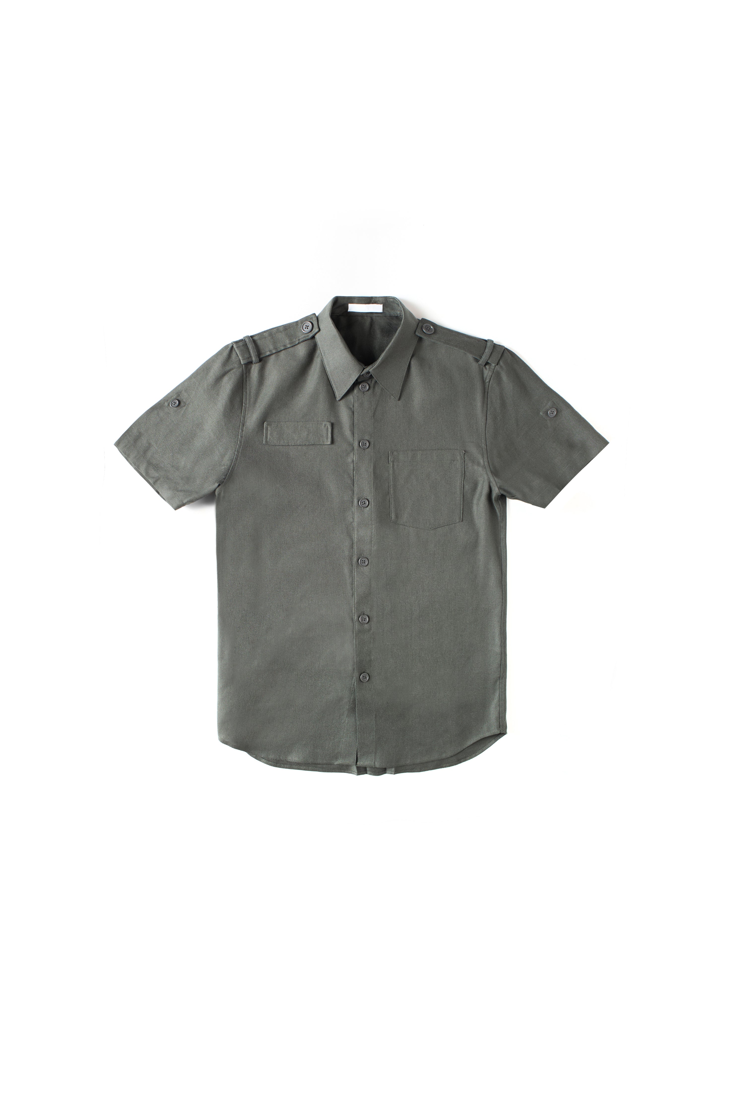 HELMUT LANG Linen Blend Short Sleeve Shirt