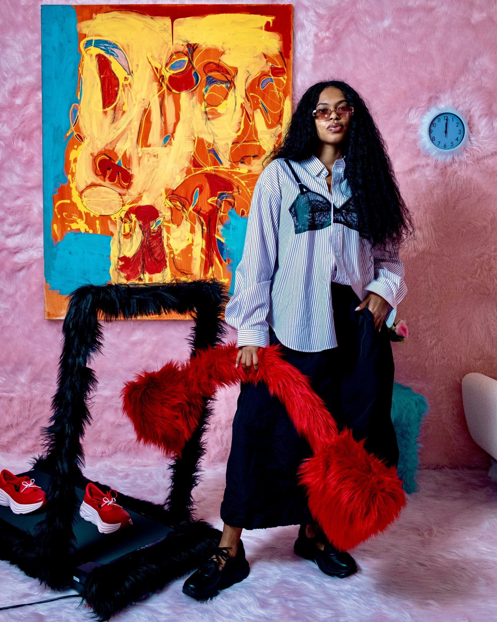 A person wearing incredibly styled clothes from ESSX NYC