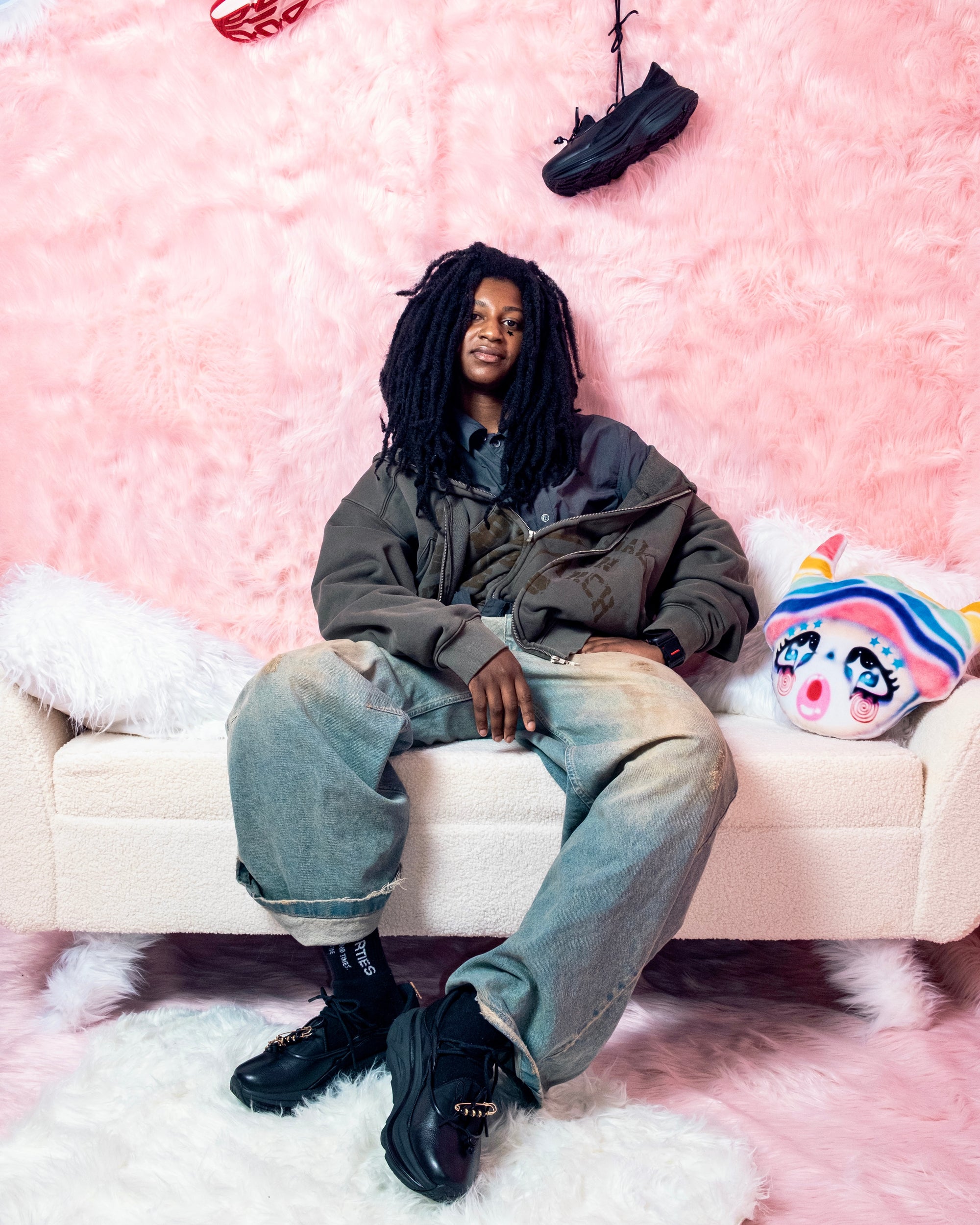 A person wearing incredibly styled clothes from ESSX NYC