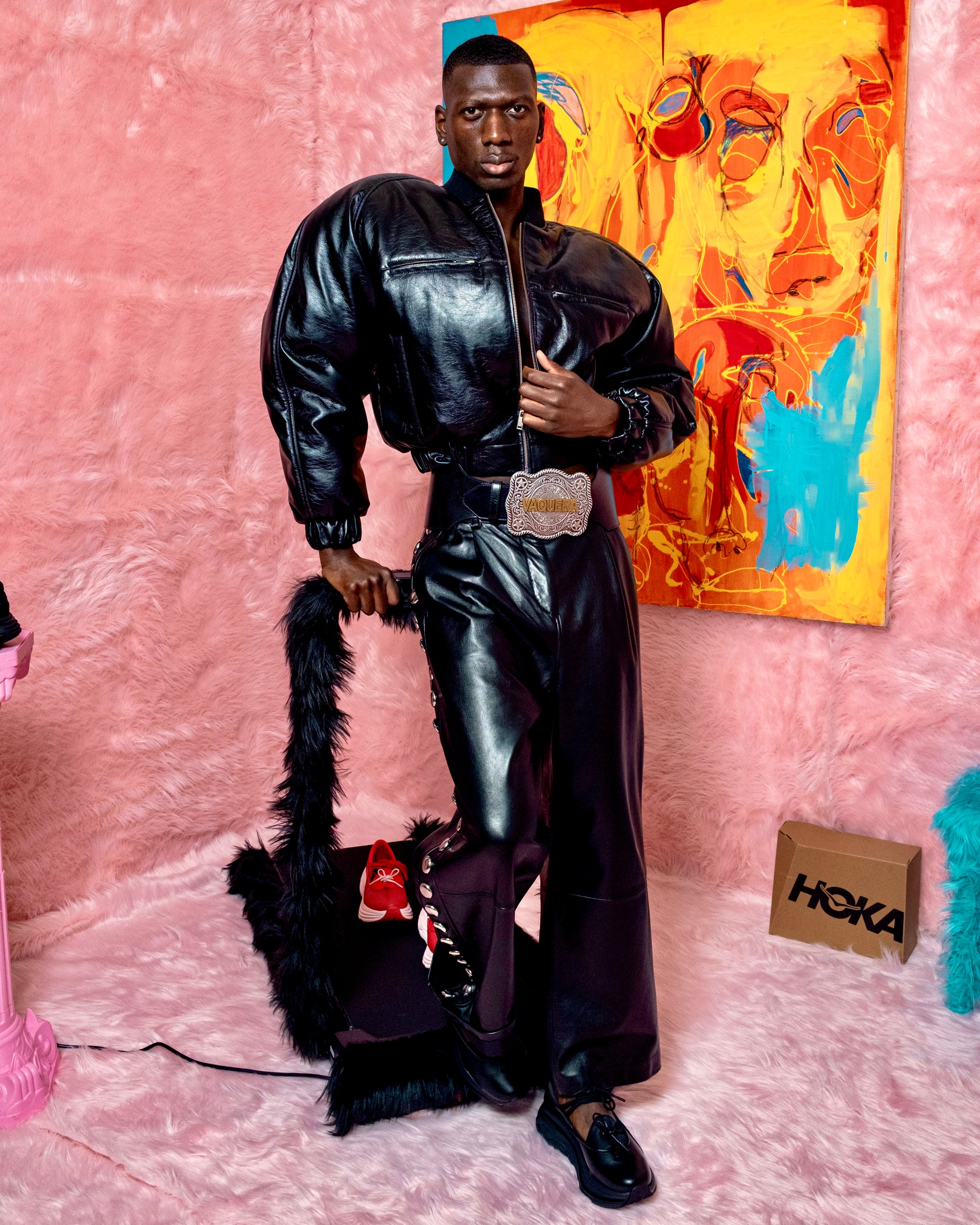 A person wearing incredibly styled clothes from ESSX NYC