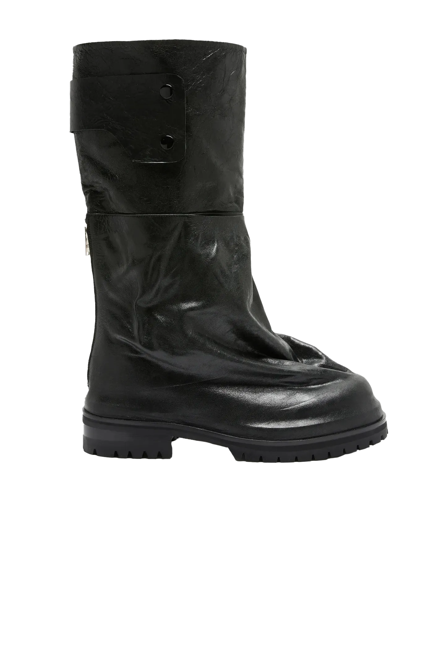 424 Leather Button Detail Boots In Black