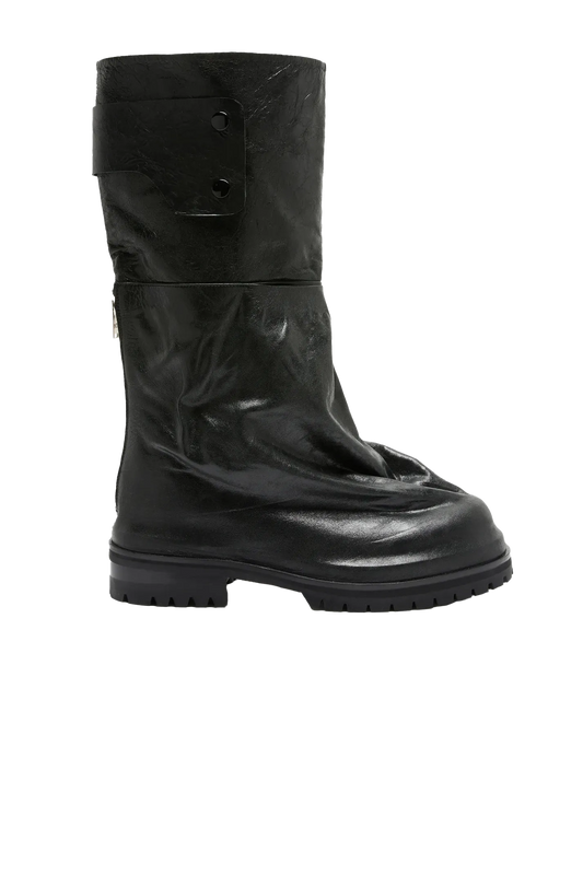 424 Leather Button Detail Boots In Black