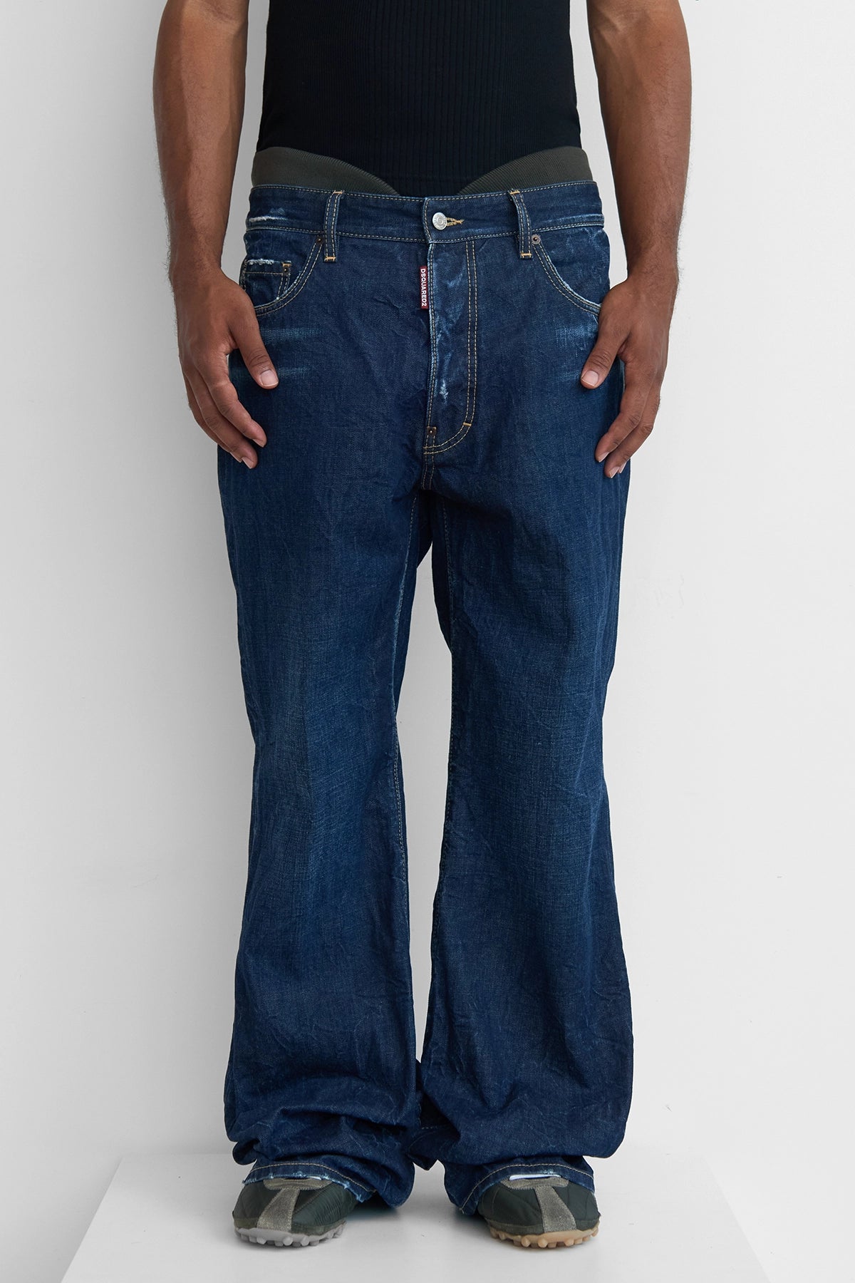 Dsquared2 Dark Indigo Aviator Wash Loose Jeans Front