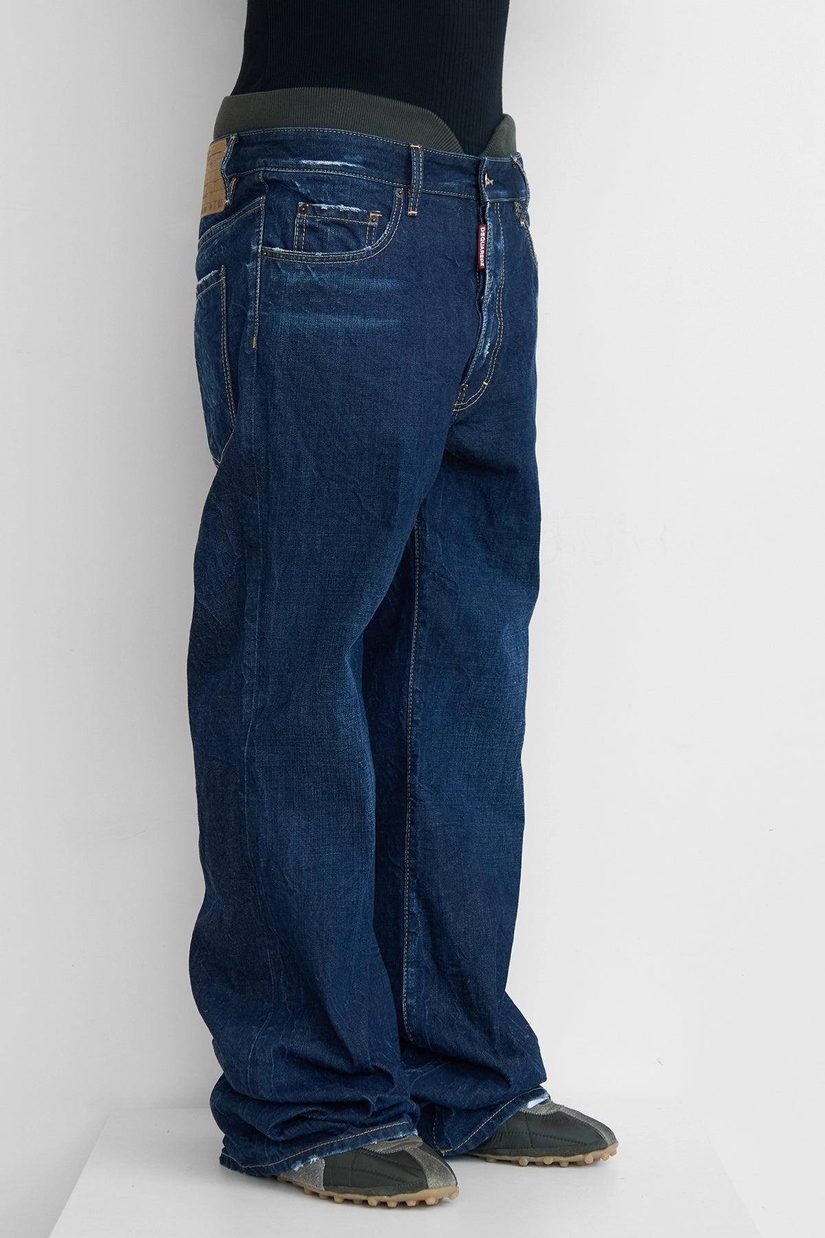 Dsquared2 Dark Indigo Aviator Wash Loose Jeans Side