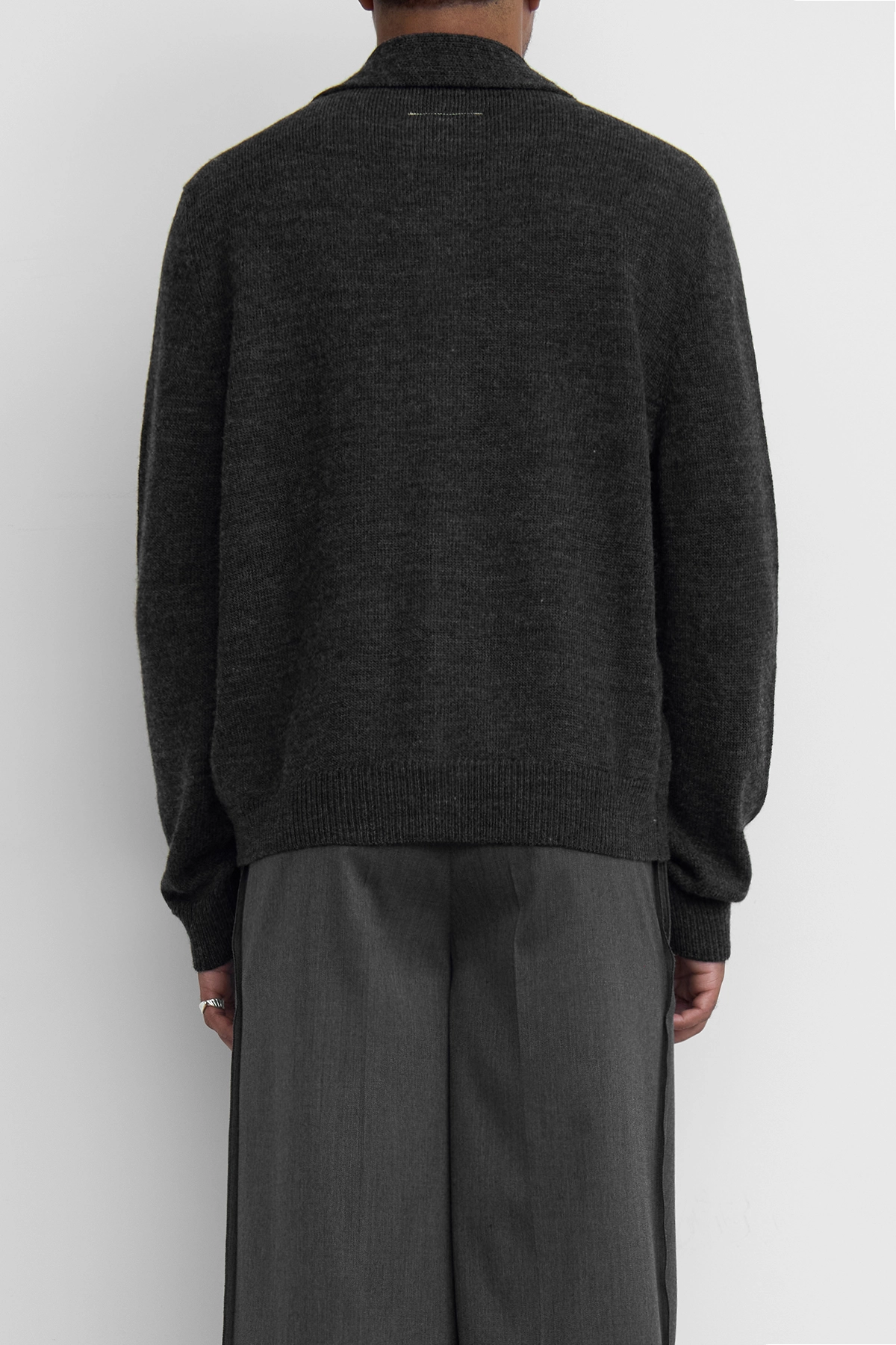 MM6 Integrated Scarf Cardigan Dark Grey Melange