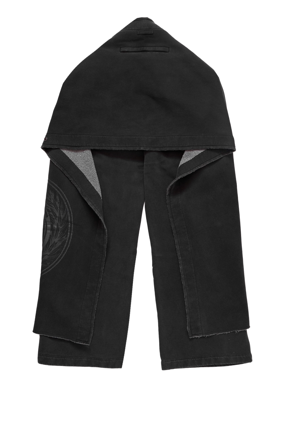 Jean Paul Gaultier Washed French Terry Jogging With Detachable Scarf Printed "Jpg Laurier Stamp" Logo Black