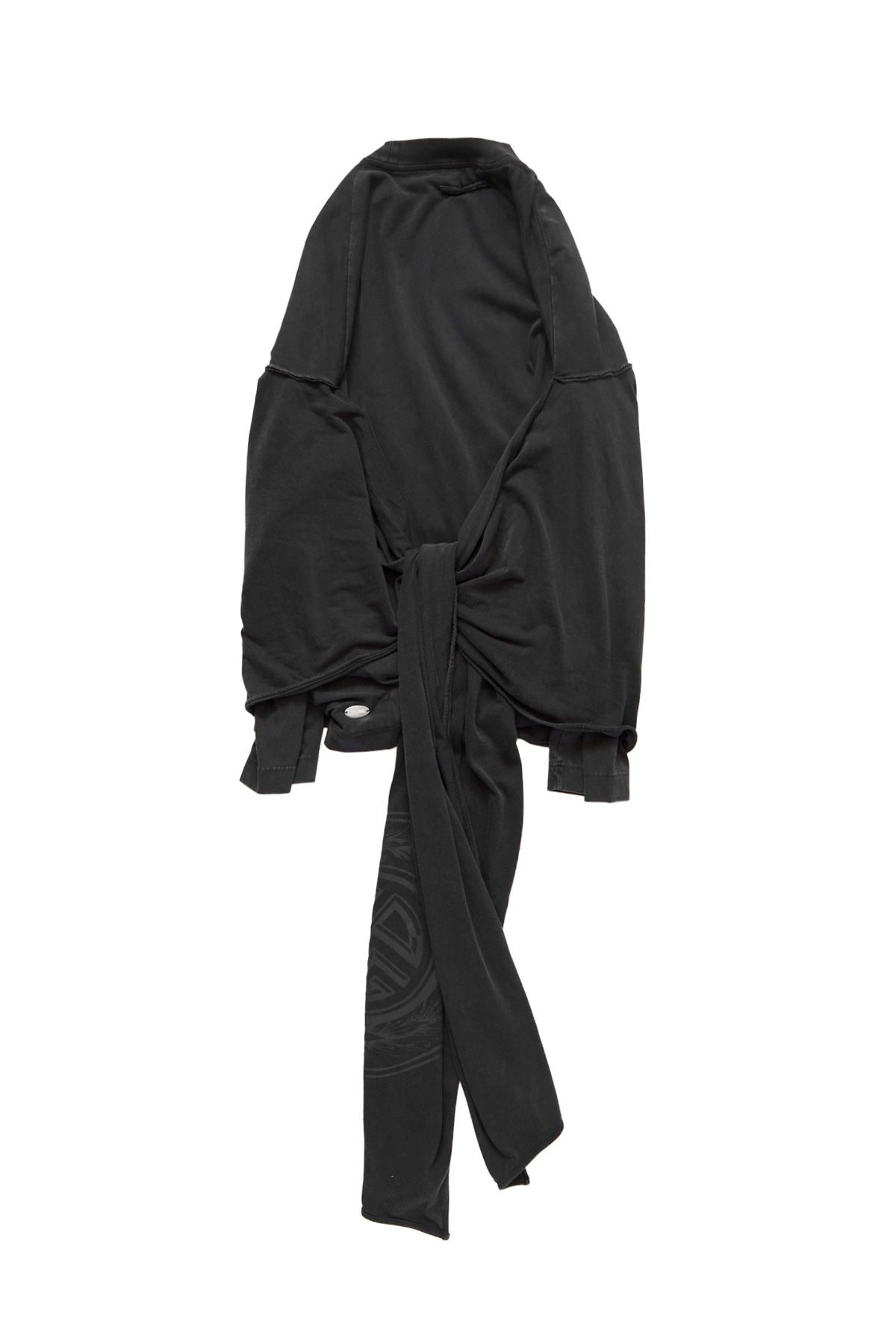 Jean Paul Gaultier Washed Jersey Crew Neck With Scarf Printed "Jpg Laurier Stamp" Logo Black