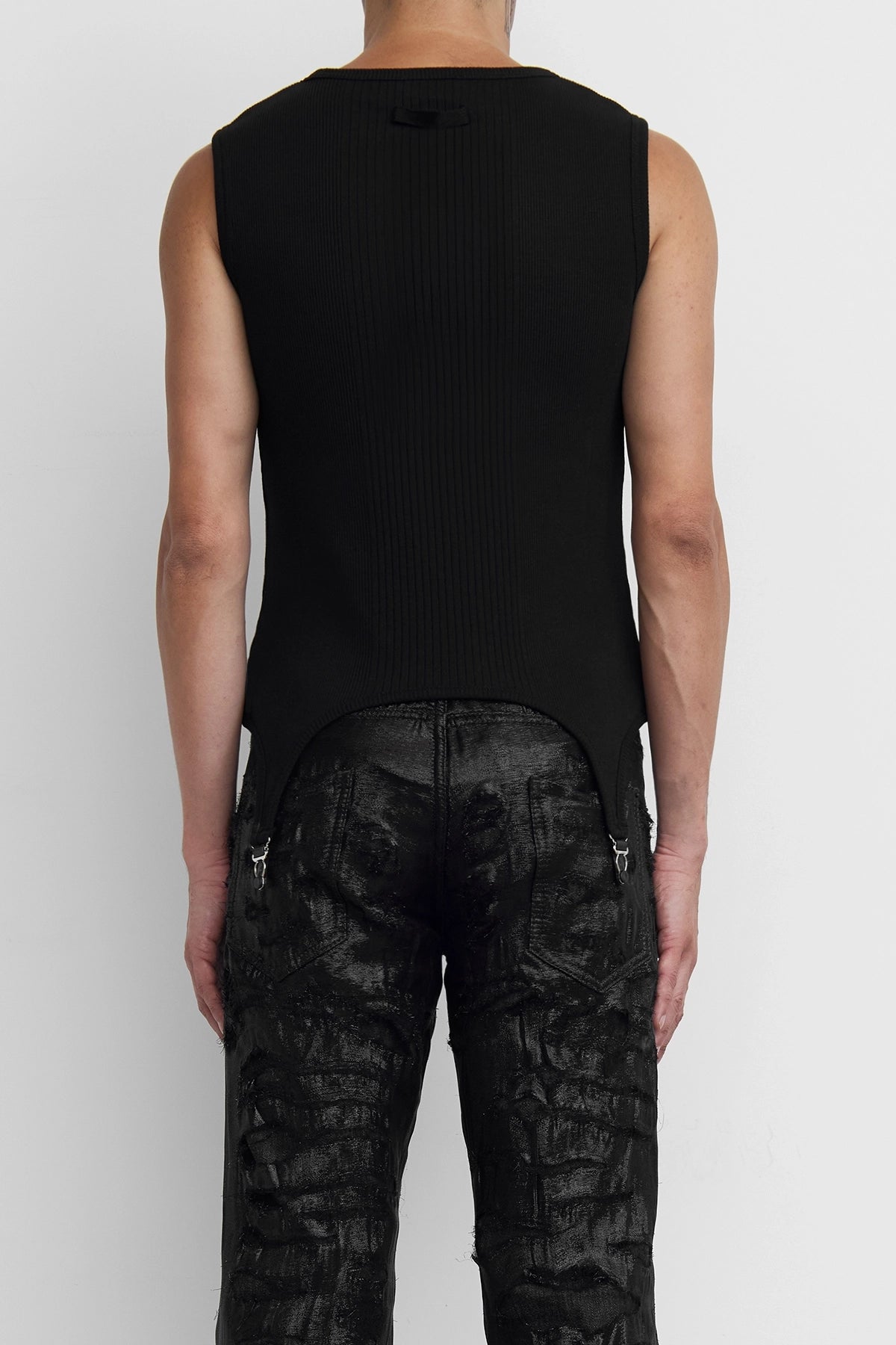Jean Paul Gaultier 'The Garter' Ribbed Tank Top Black – ESSXNYC Jean Paul Gaultier 'The Garter' Ribbed Tank Top Black – ESSXNYC