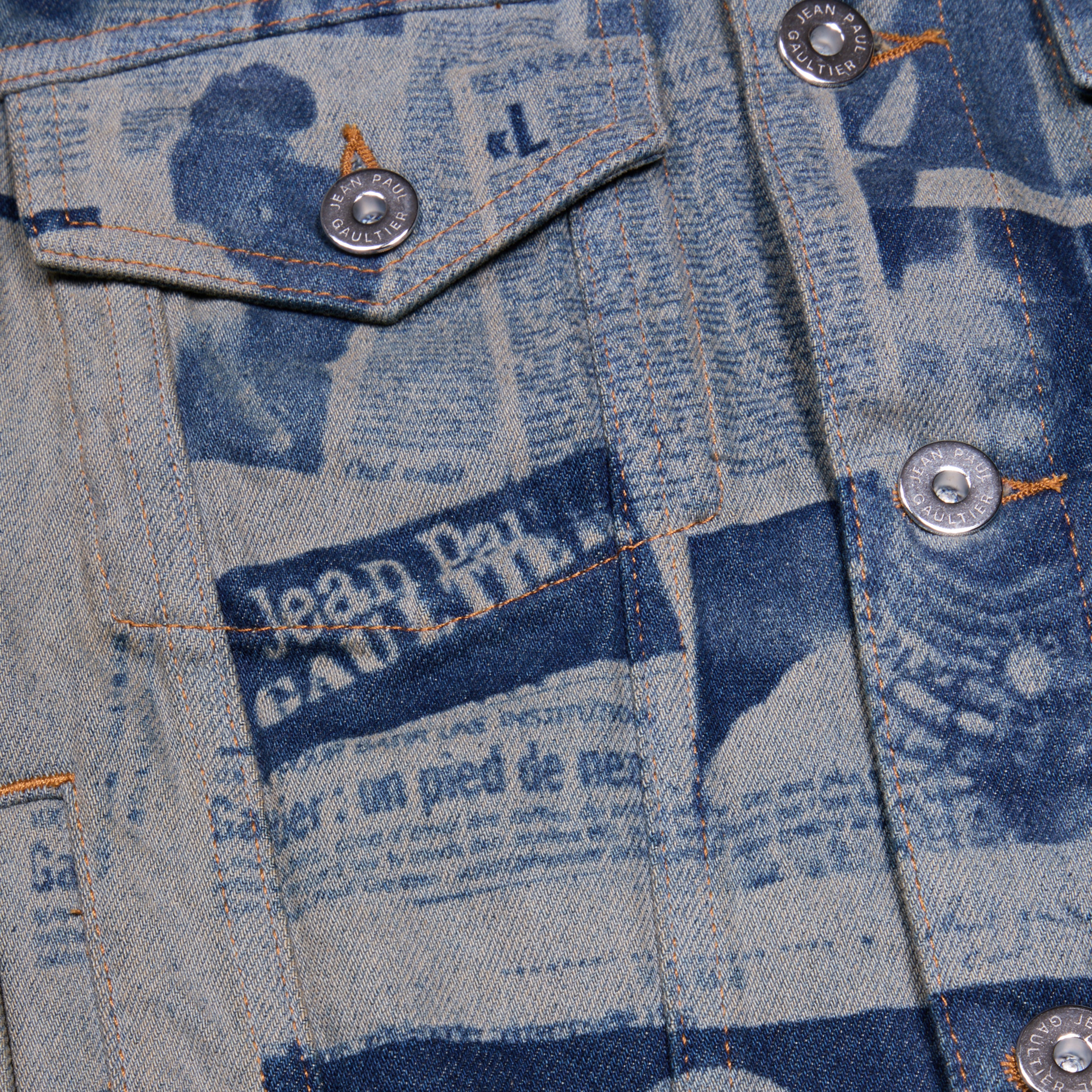 Jean Paul Gaultier Fitted Denim Jacket Newspaper Print – ESSXNYC