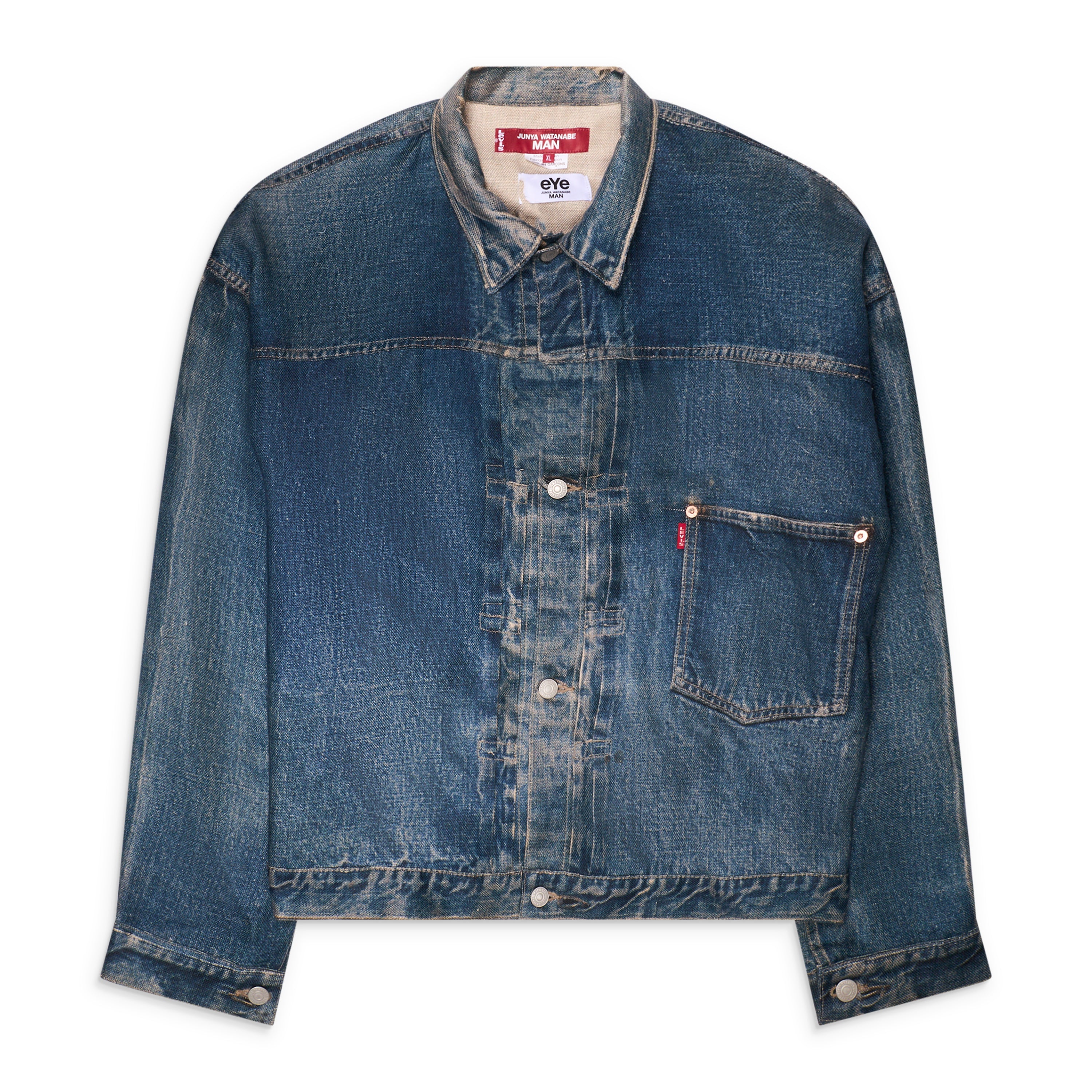 Junya Watanabe Levi's Linen Printed Trucker Jacket Blue